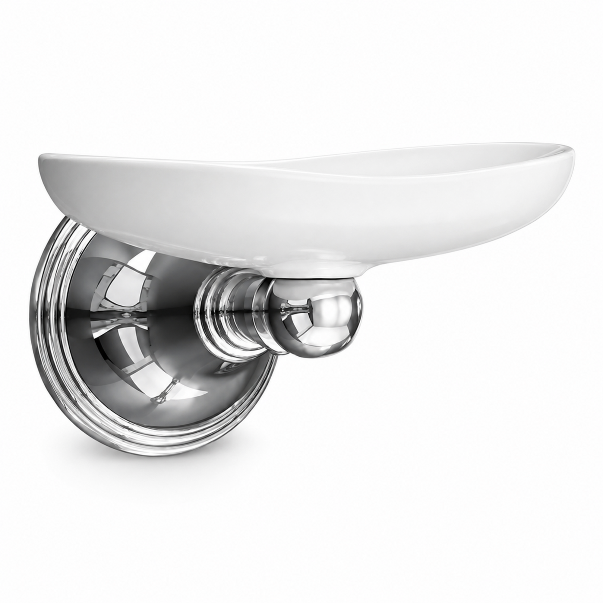 St. Lawrence Vintage Style Wall Mount Porcelain Soap Dish with Mounting Hardware and Escutcheon P0613 | Strom Living Chrome - Bathroom Accessories