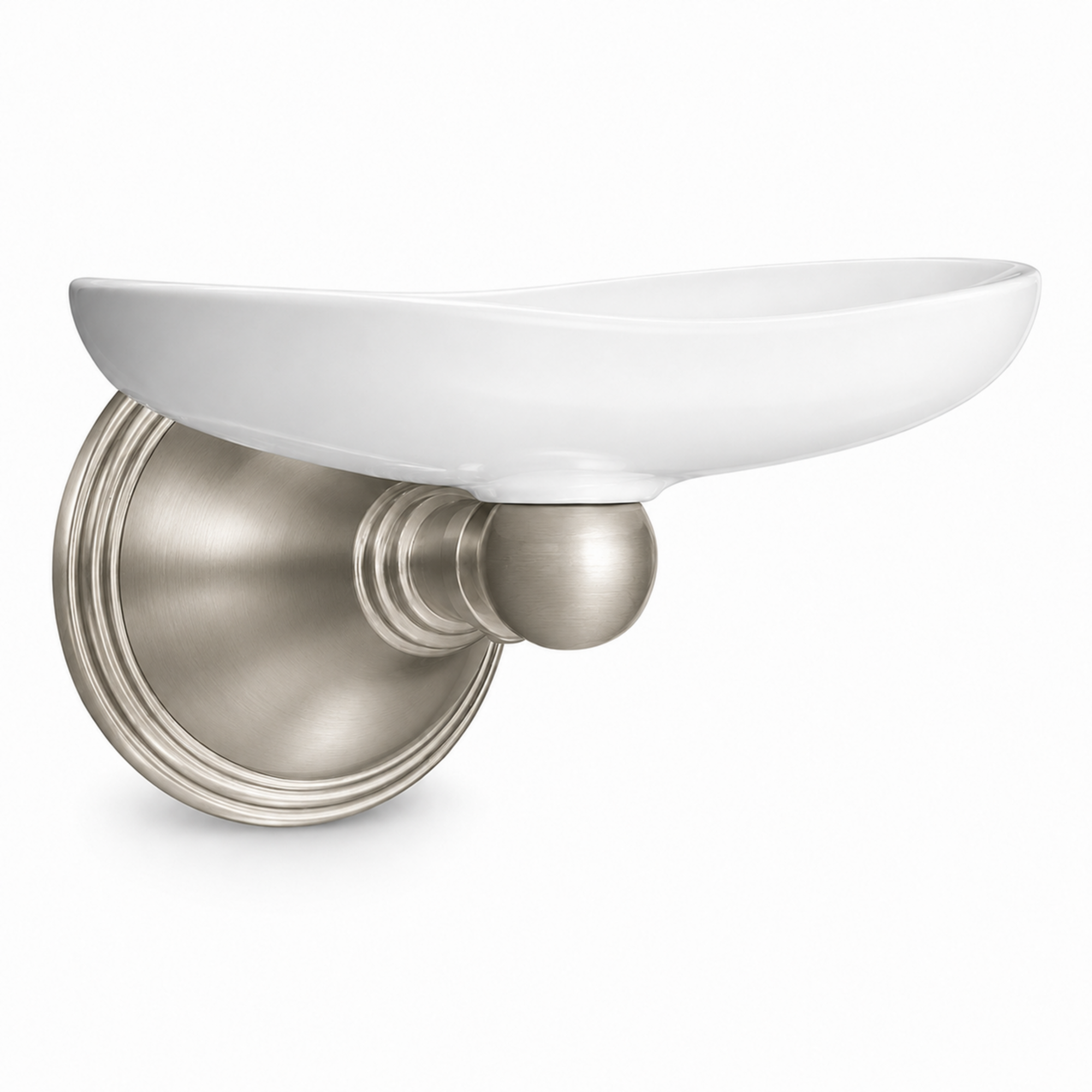 St. Lawrence Vintage Style Wall Mount Porcelain Soap Dish with Mounting Hardware and Escutcheon P0613 | Strom Living Matte Nickel - Bathroom Accessories