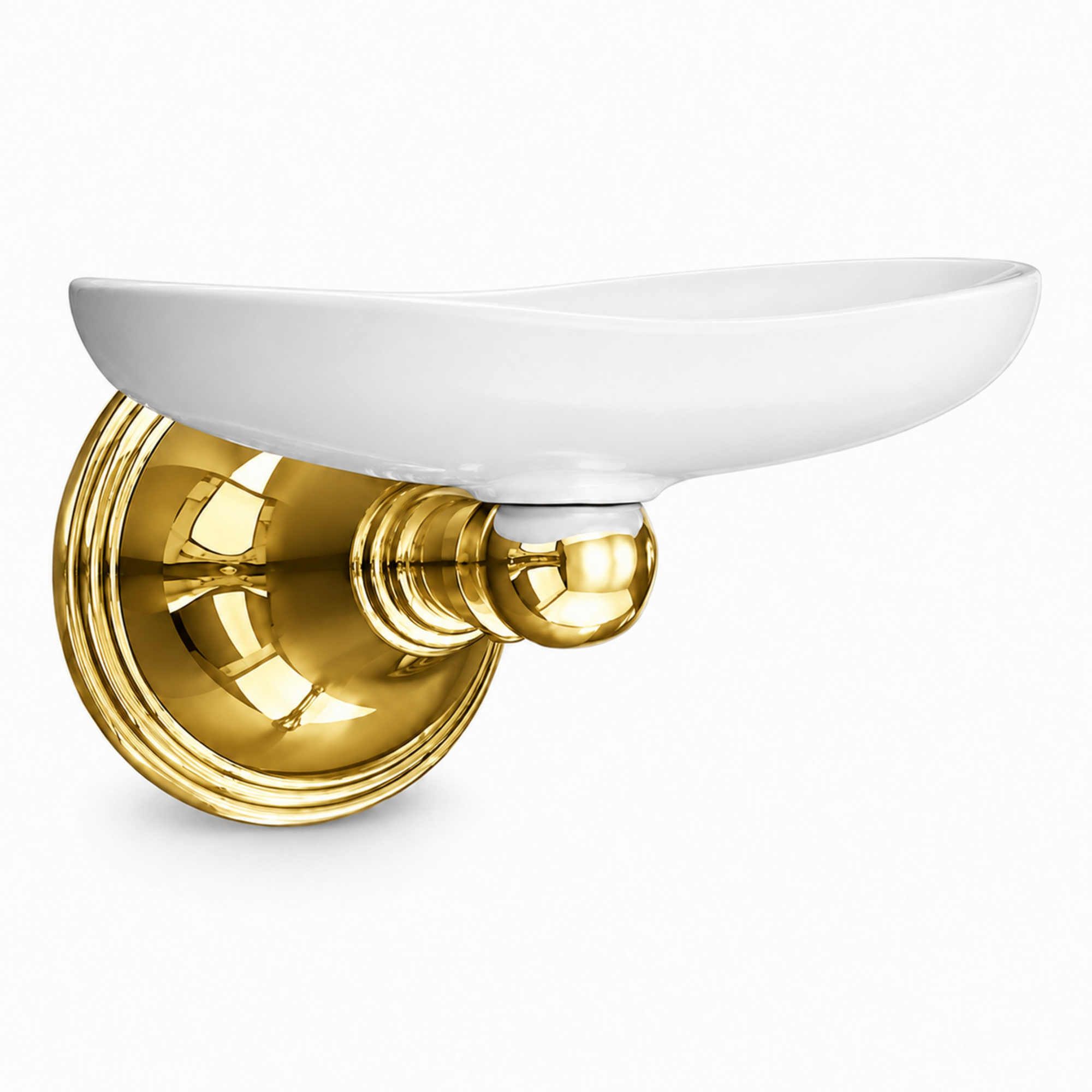 St. Lawrence Vintage Style Wall Mount Porcelain Soap Dish with Mounting Hardware and Escutcheon P0613 | Strom Living Supercoat Brass - Bathroom Accessories