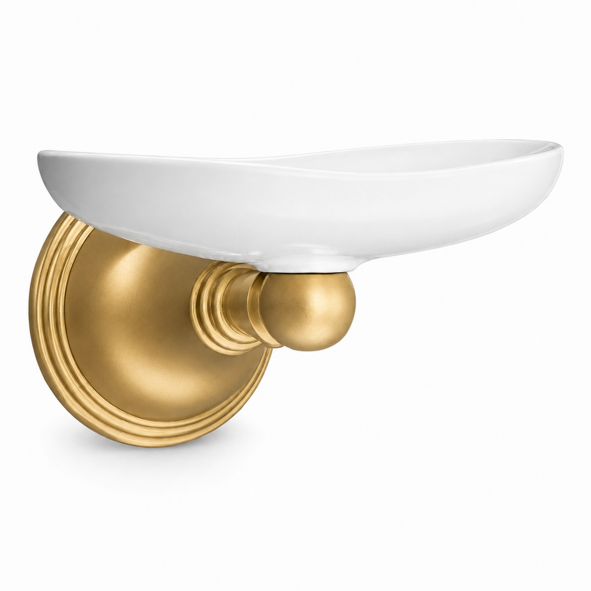 St. Lawrence Vintage Style Wall Mount Porcelain Soap Dish with Mounting Hardware and Escutcheon P0613 | Strom Living Raw Brass - Bathroom Accessories