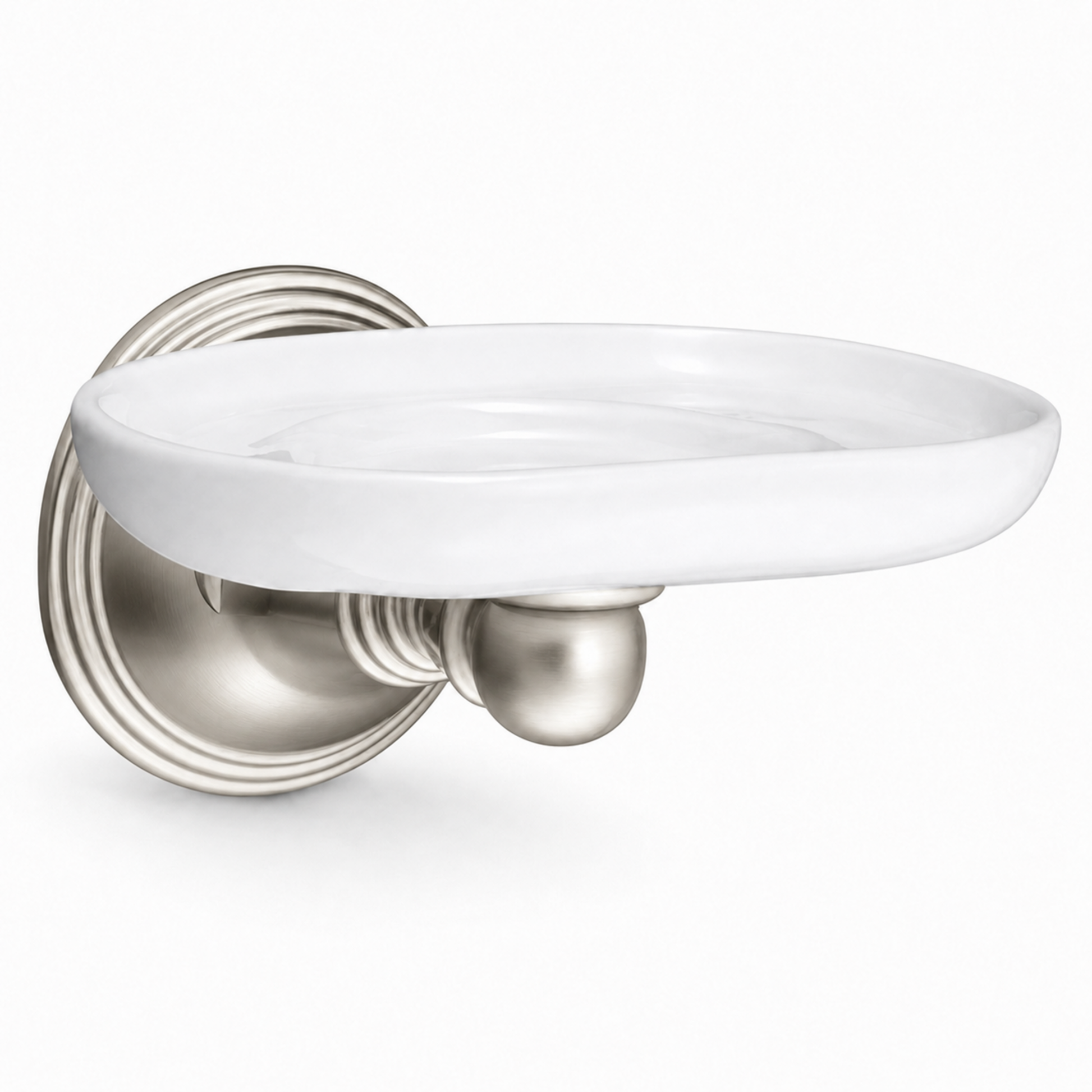 St. Lawrence Wall Mount Porcelain Toothbrush and Glass Holder, Solid Brass P0614 | Strom Living Matte Nickel - Bathroom Accessories