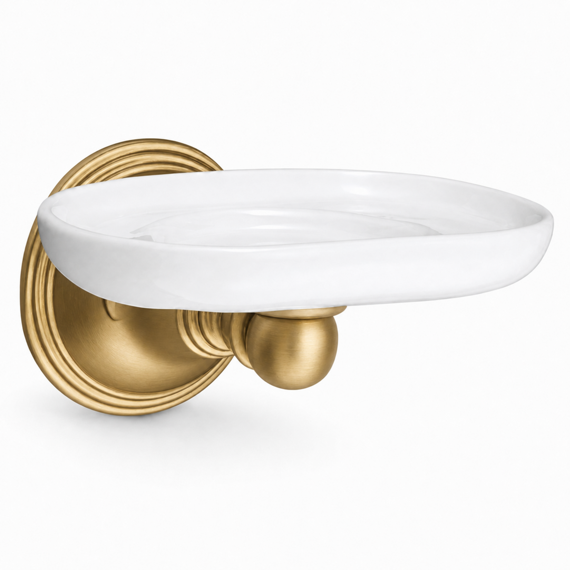 St. Lawrence Wall Mount Porcelain Toothbrush and Glass Holder, Solid Brass P0614 | Strom Living Satin Brass - Bathroom Accessories