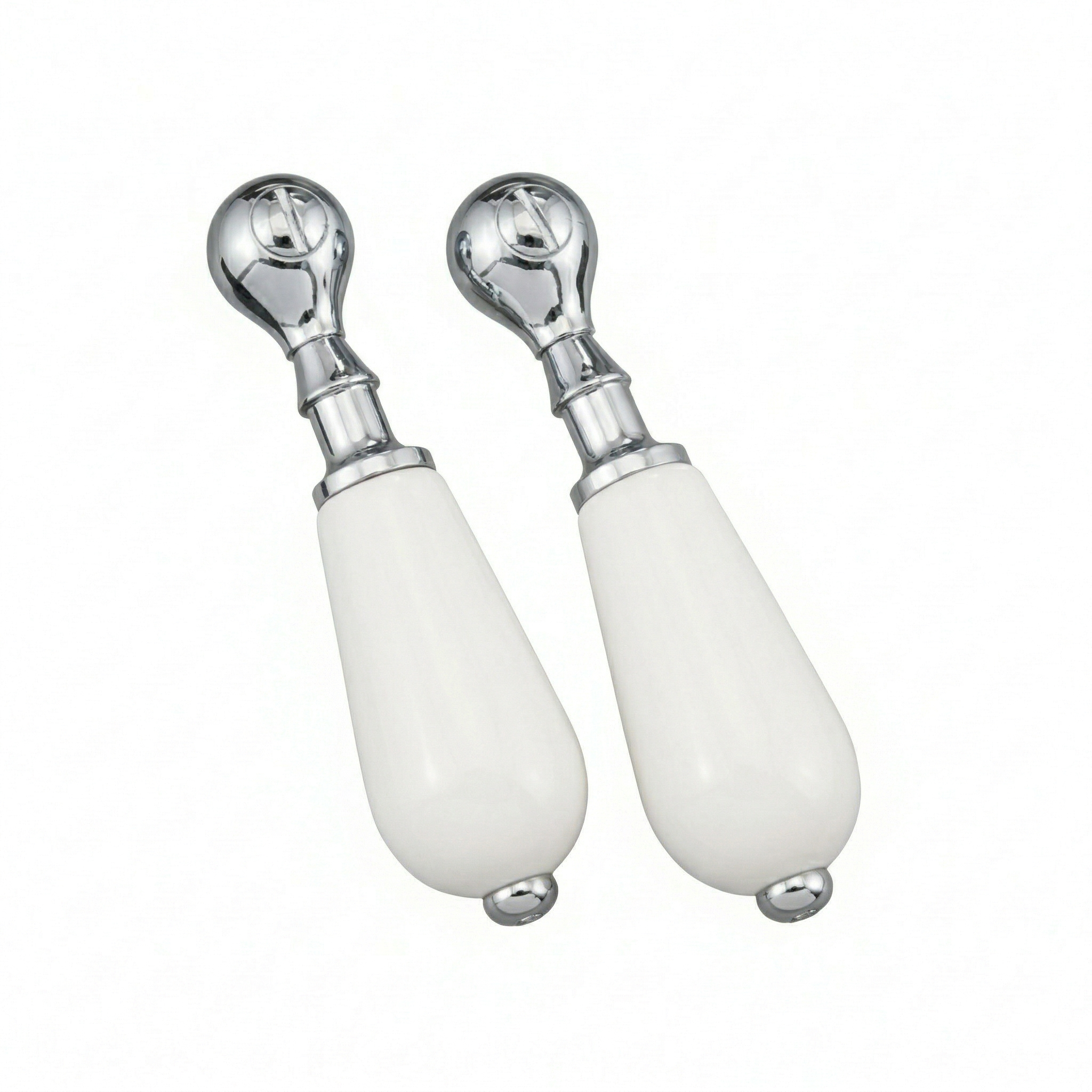 Strom Living 4" long Offset Porcelain Handle Pair Chrome - Faucet Parts