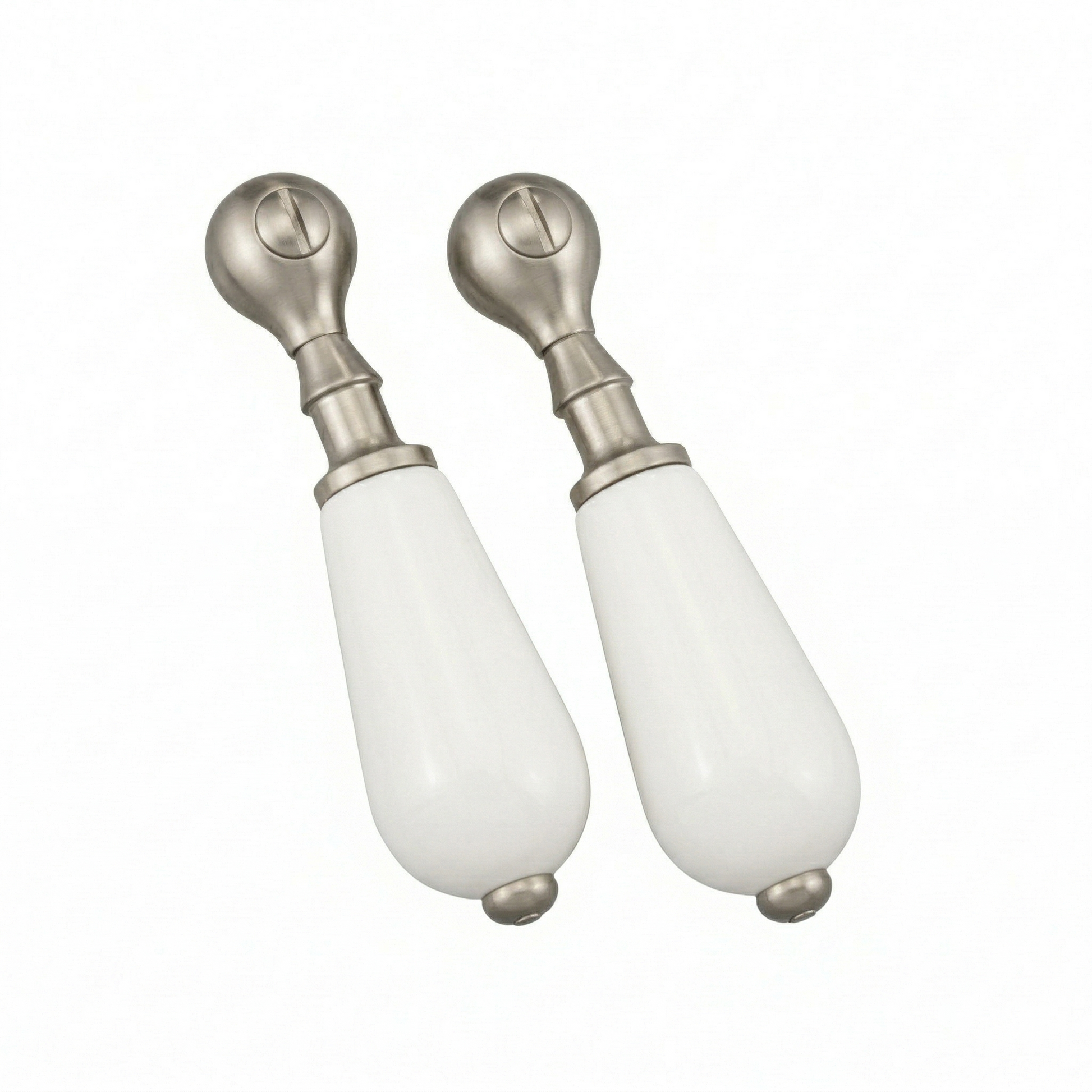 Strom Living 4" long Offset Porcelain Handle Pair Matte Nickel - Faucet Parts