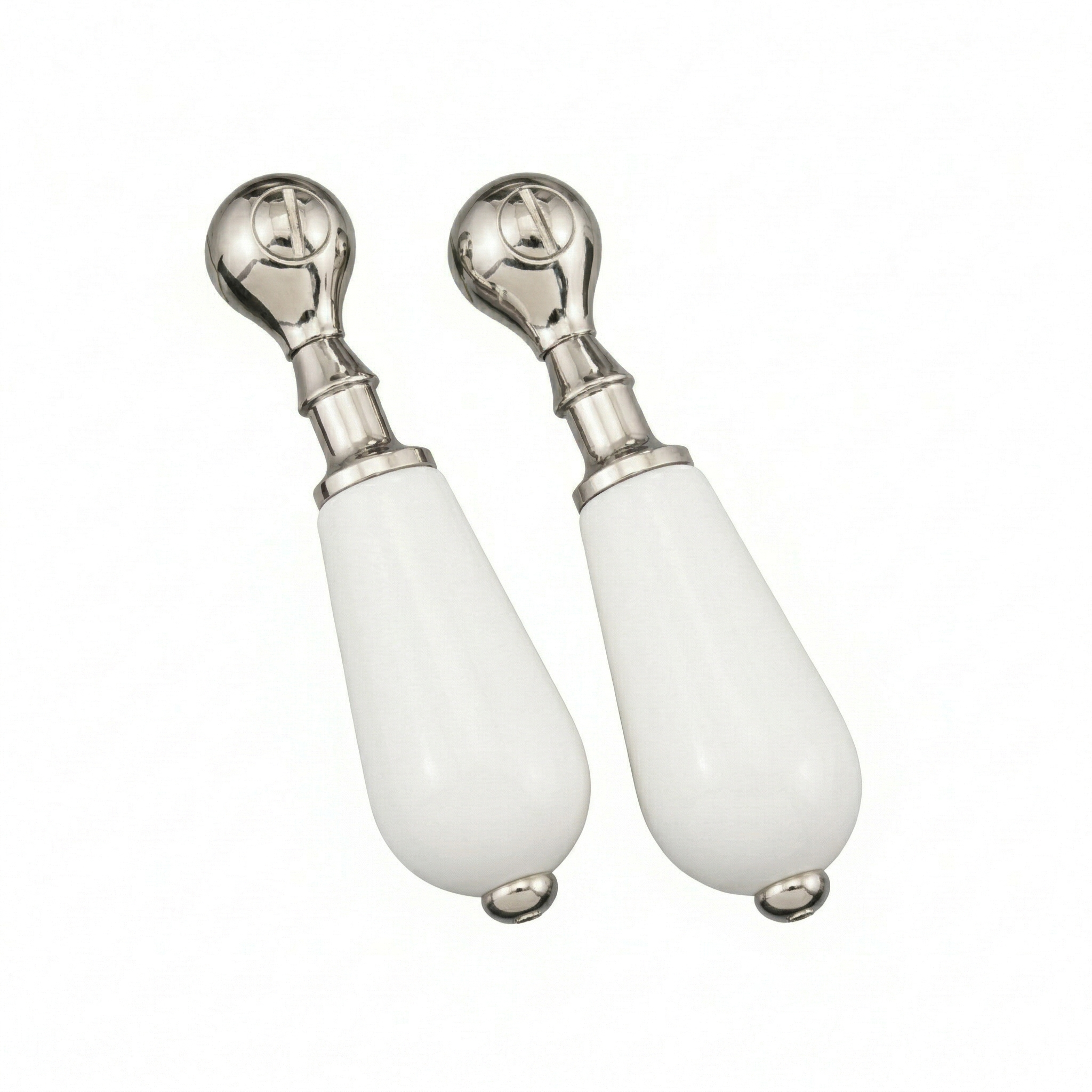Strom Living 4" long Offset Porcelain Handle Pair Polished Nickel - Faucet Parts