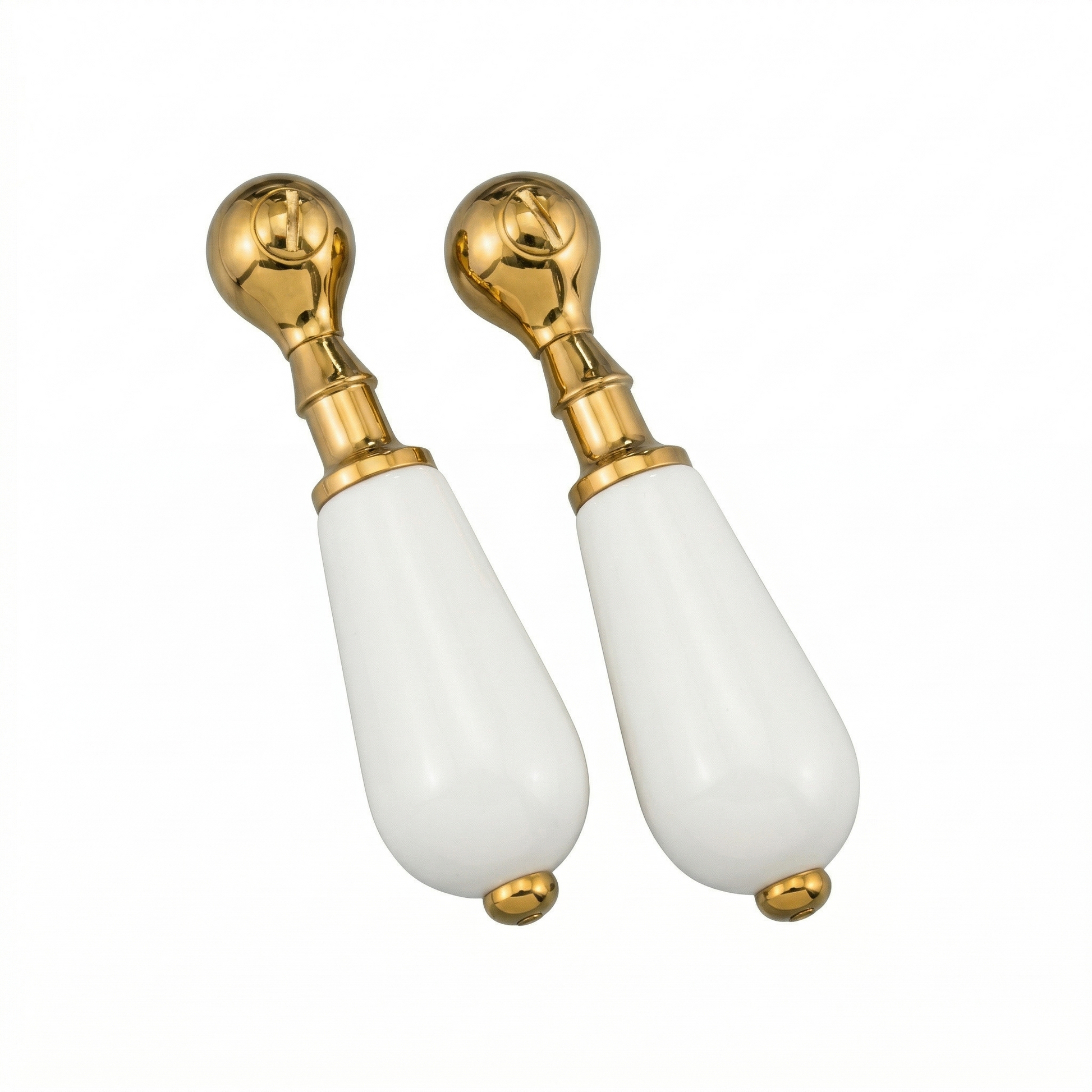Strom Living 4" long Offset Porcelain Handle Pair Supercoat Brass - Faucet Parts