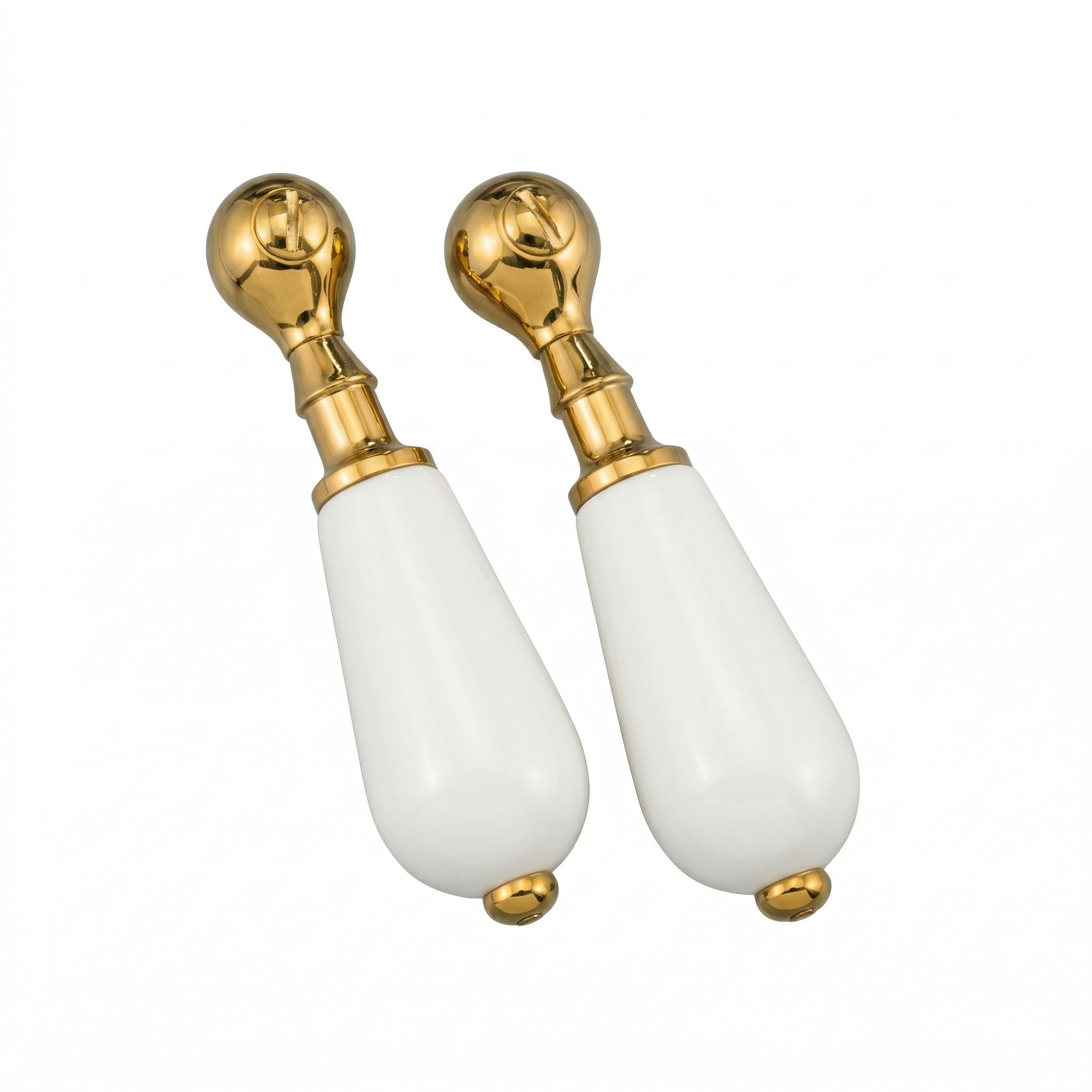 Strom Living 4" long Offset Porcelain Handle Pair Supercoat Brass - Faucet Parts