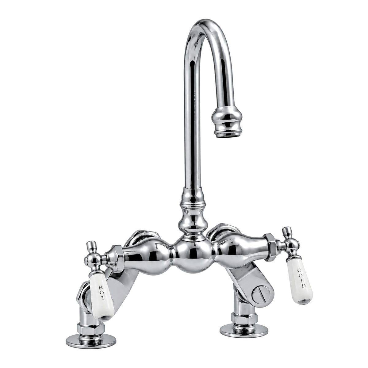 Deck Mount Tub Faucet w/ Porcelain Lever Handles P0625 in Chrome