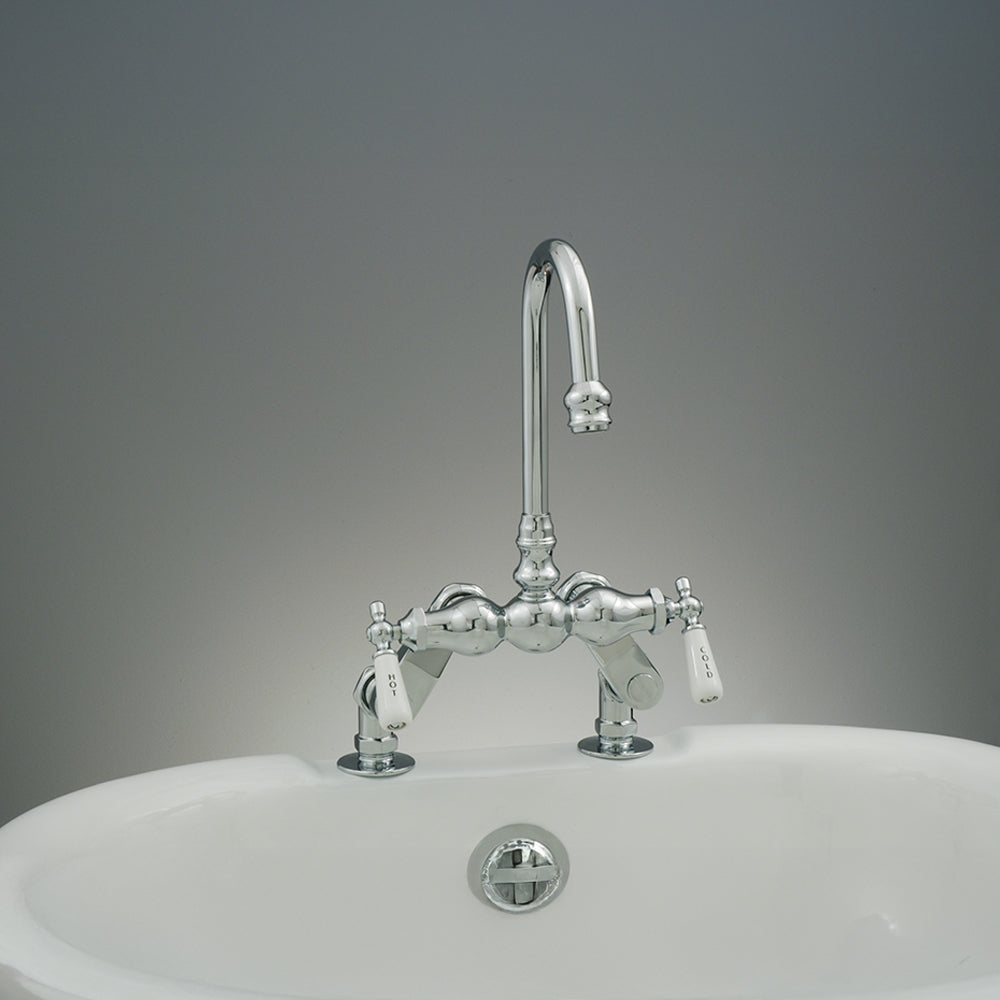 Deck Mount Faucet with Porcelain Lever Handles P0625 | Strom Living