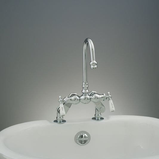Strom Living Deck Mount Faucet with Porcelain Lever Handles
