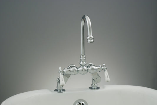 Strom Living Deck Mount Faucet with Porcelain Lever Handles