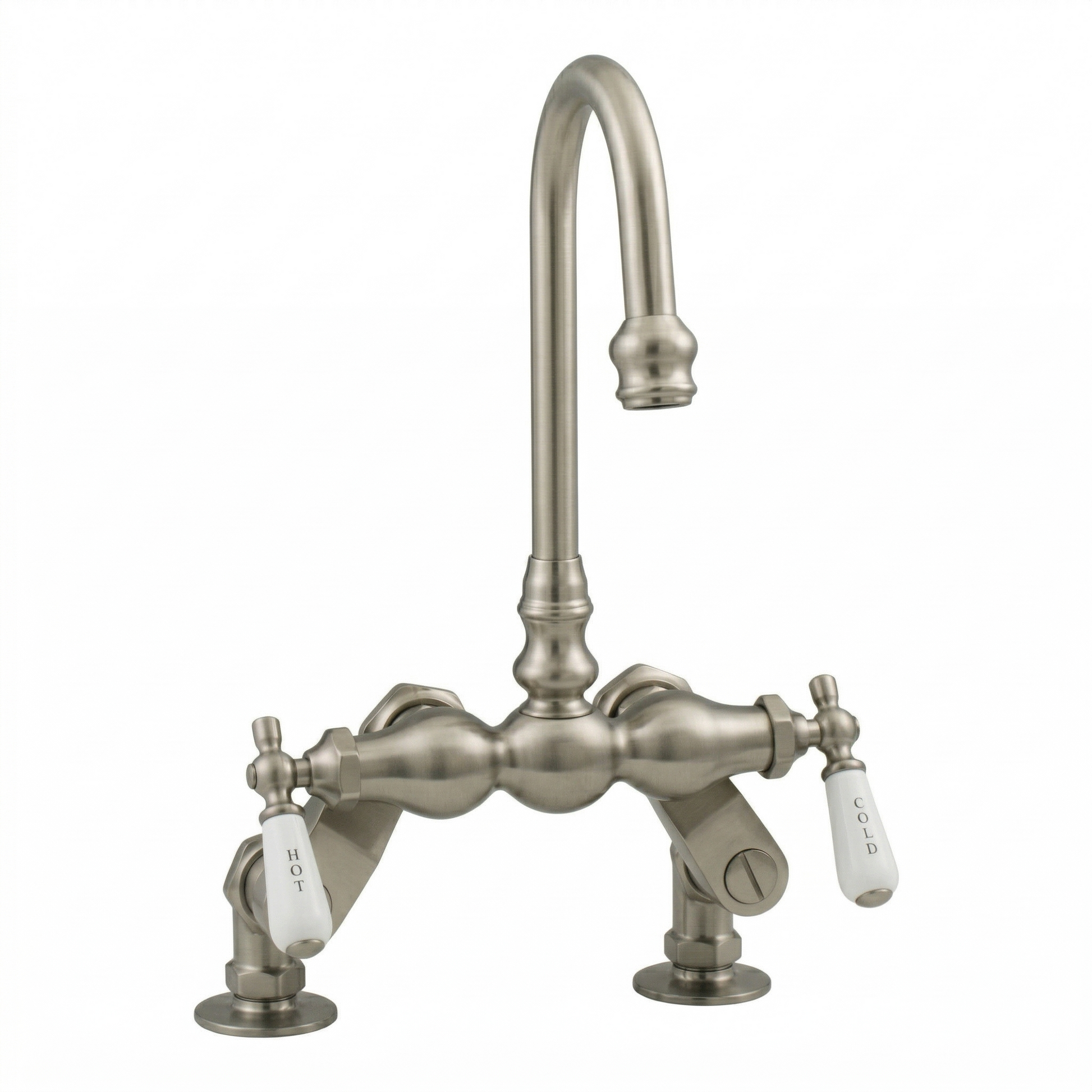 Deck Mount Tub Faucet w/ Porcelain Lever Handles P0625 | Strom Living Matte Nickel - Tub Fillers