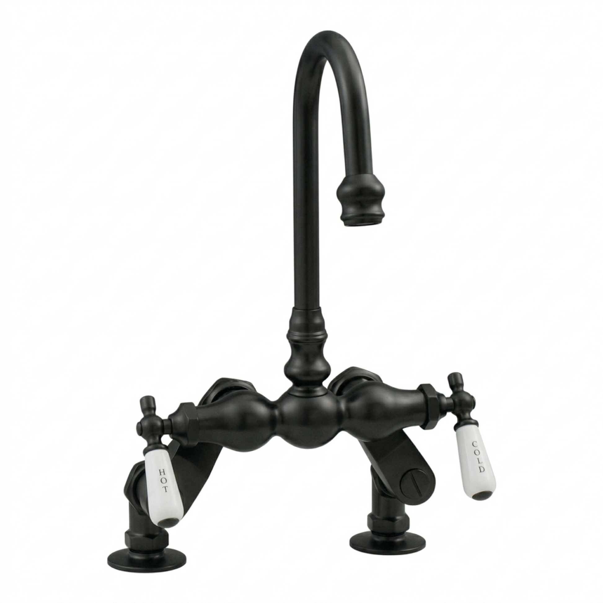 Deck Mount Tub Faucet w/ Porcelain Lever Handles P0625 | Strom Living Oil Rubbed Bronze - Tub Fillers