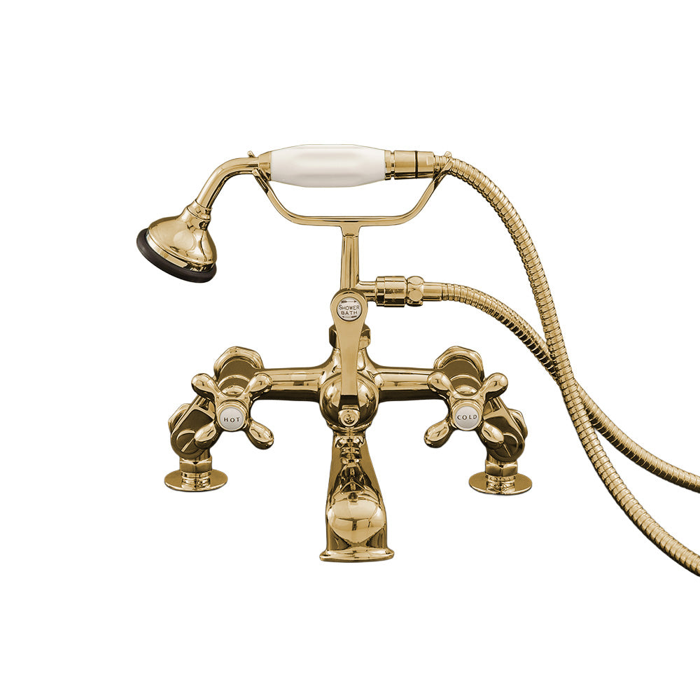 British Telephone Deck Mount Tub Faucet P0627 | Strom Living Satin Brass - Tub Fillers