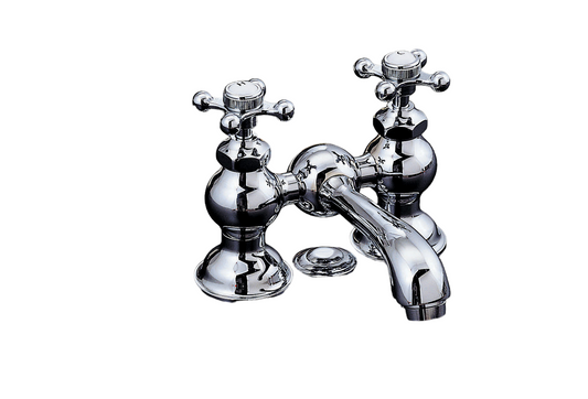 The Gooseneck Adjustable Bridge Faucet Set 4-6" Spread with Faucet Body with Lever Handles Lift & Turn Drain