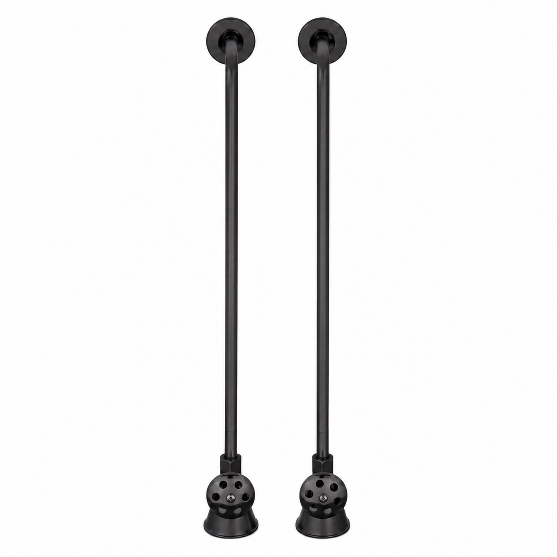 Strom Living Tub Supply Set with Single Offset Tubing Satin Black Round Handles - Plumbing Parts