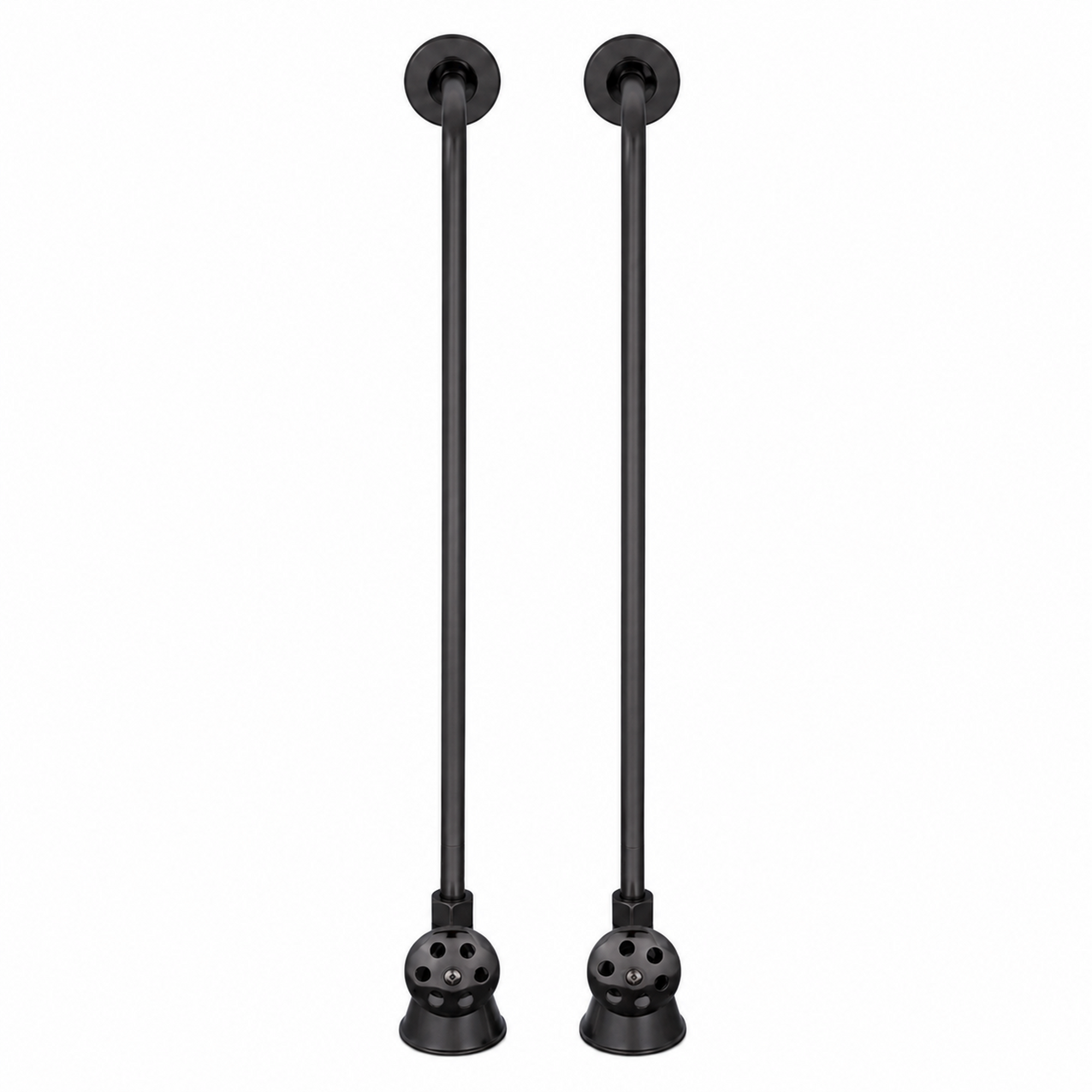 Strom Living Tub Supply Set with Single Offset Tubing Satin Black Round Handles - Plumbing Parts