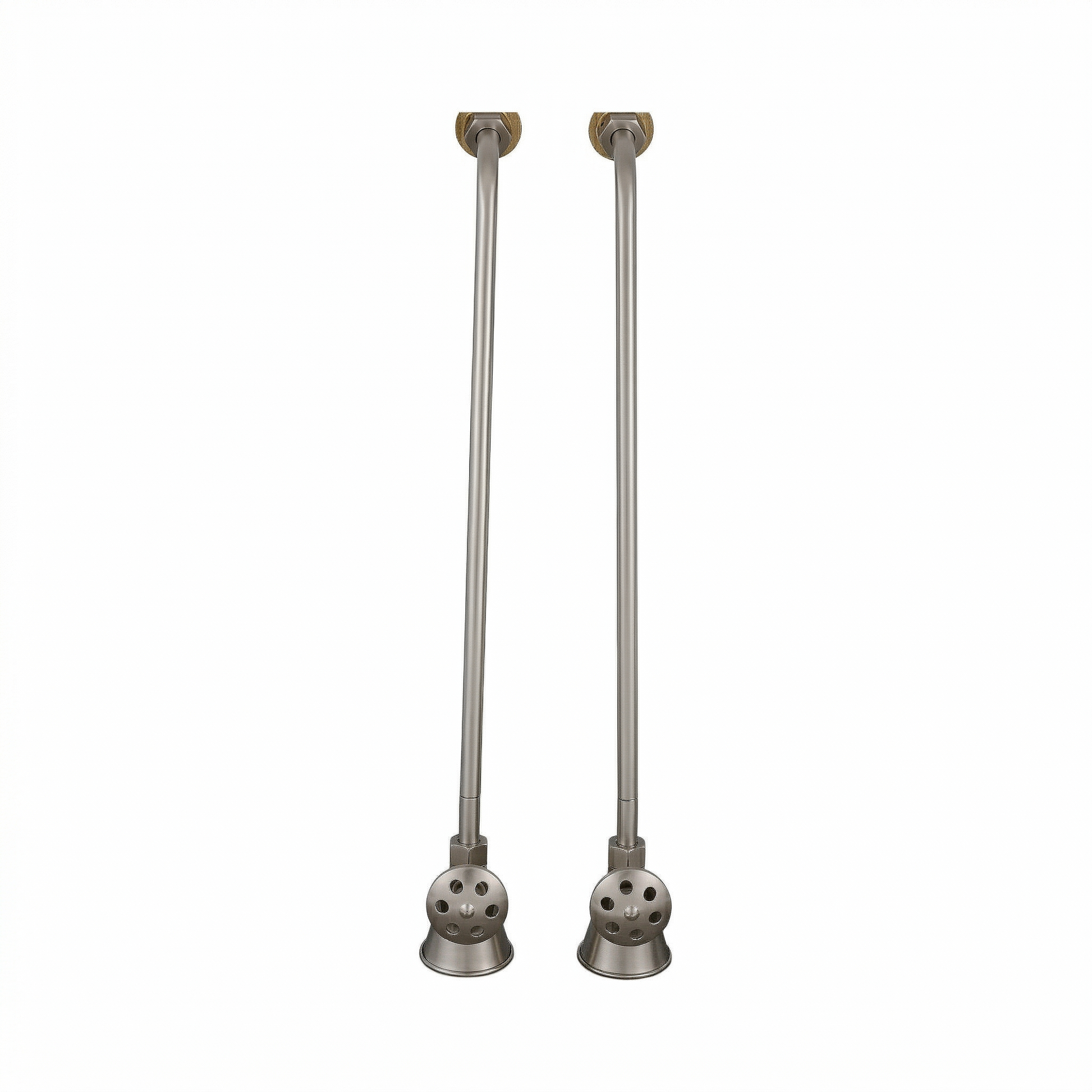 Strom Living Tub Supply Set with Single Offset Tubing Matte Nickel Cross-Point Handles - Plumbing Parts