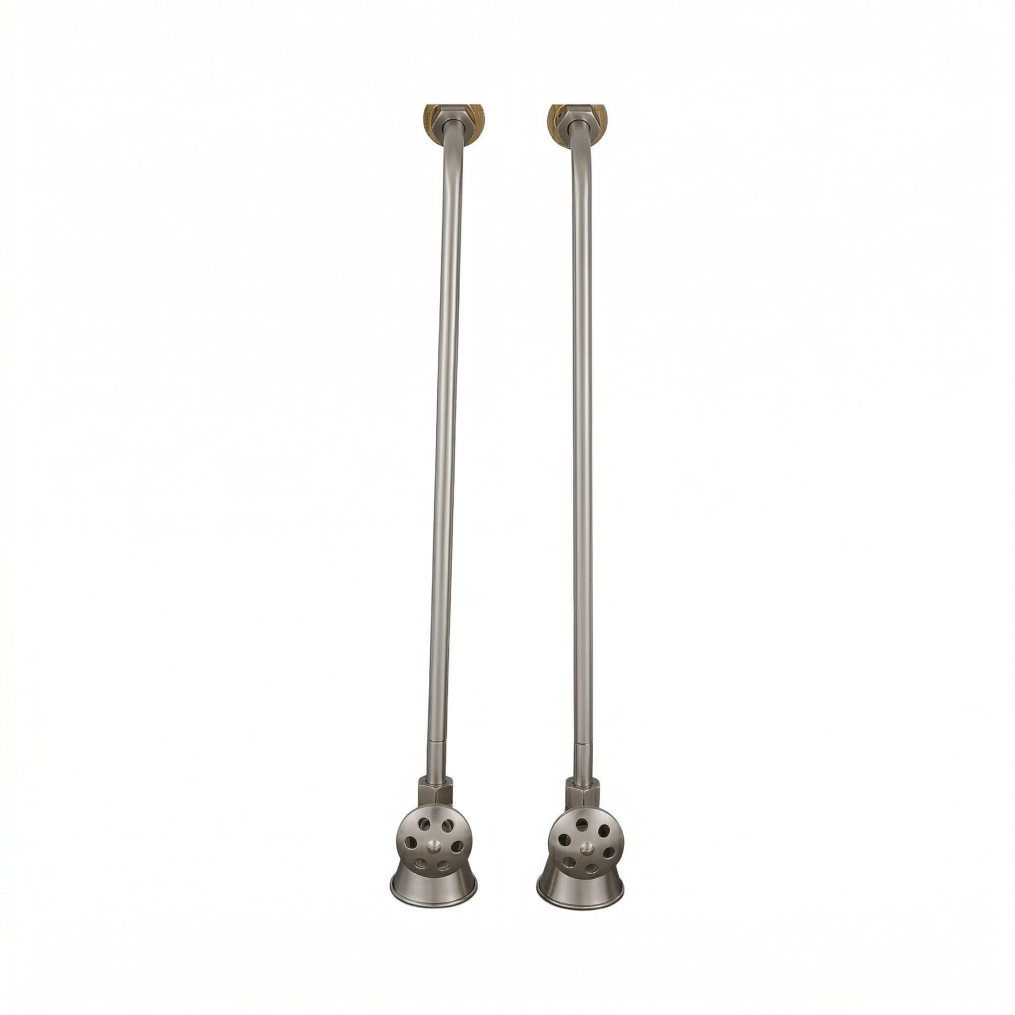 Strom Living Tub Supply Set with Single Offset Tubing Matte Nickel Cross-Point Handles - Plumbing Parts