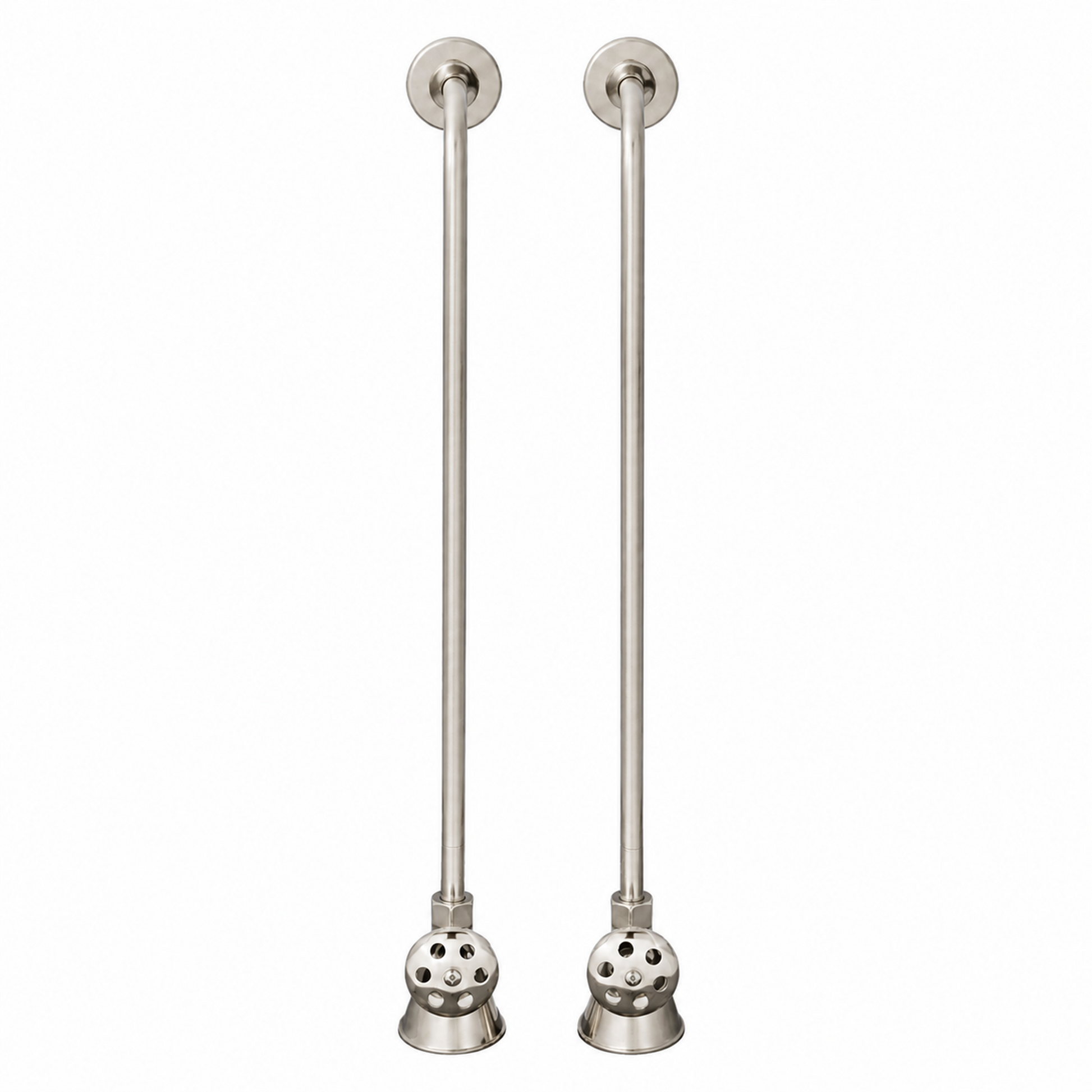 Strom Living Tub Supply Set with Single Offset Tubing Matte Nickel Round Handles - Plumbing Parts