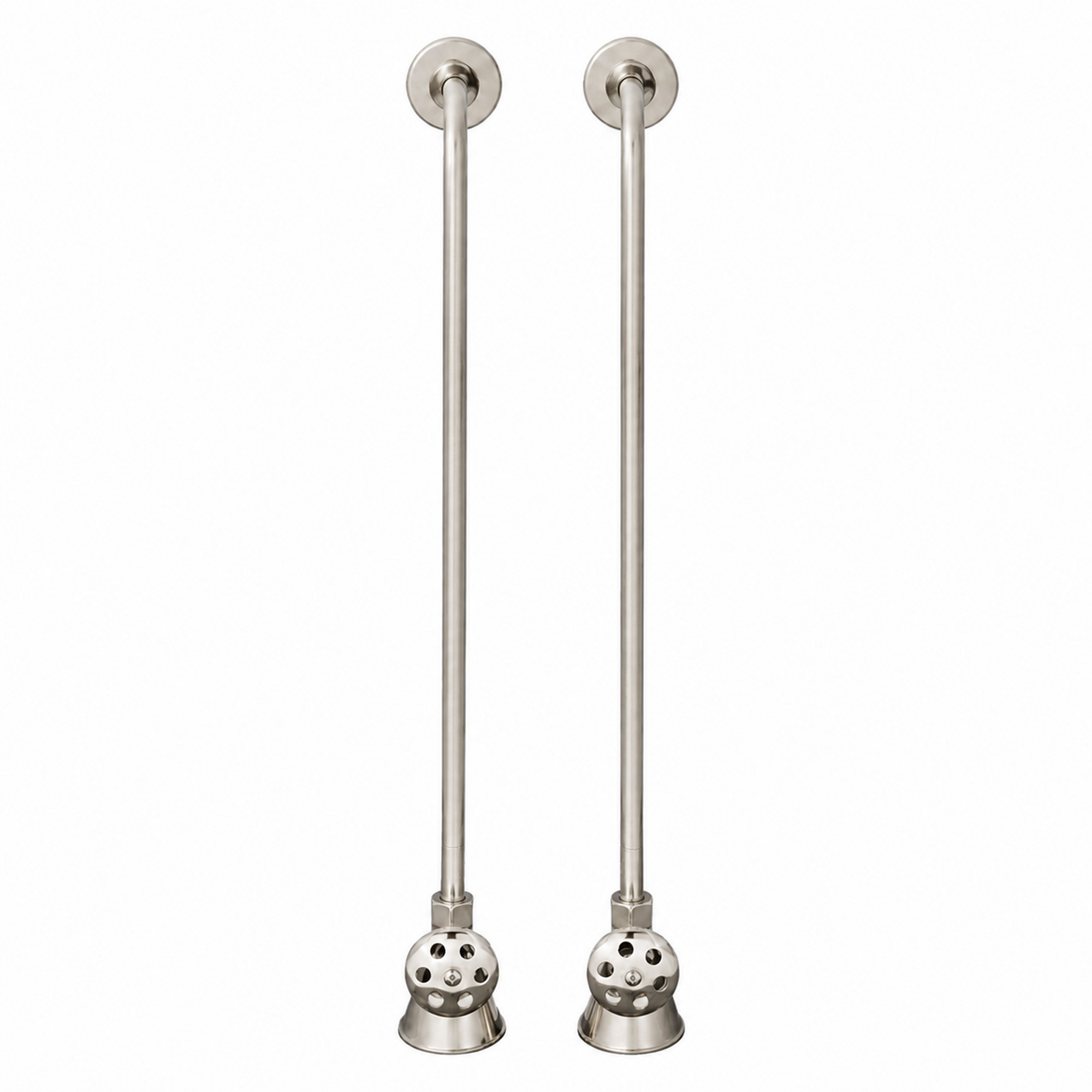 Strom Living Tub Supply Set with Single Offset Tubing Matte Nickel Round Handles - Plumbing Parts