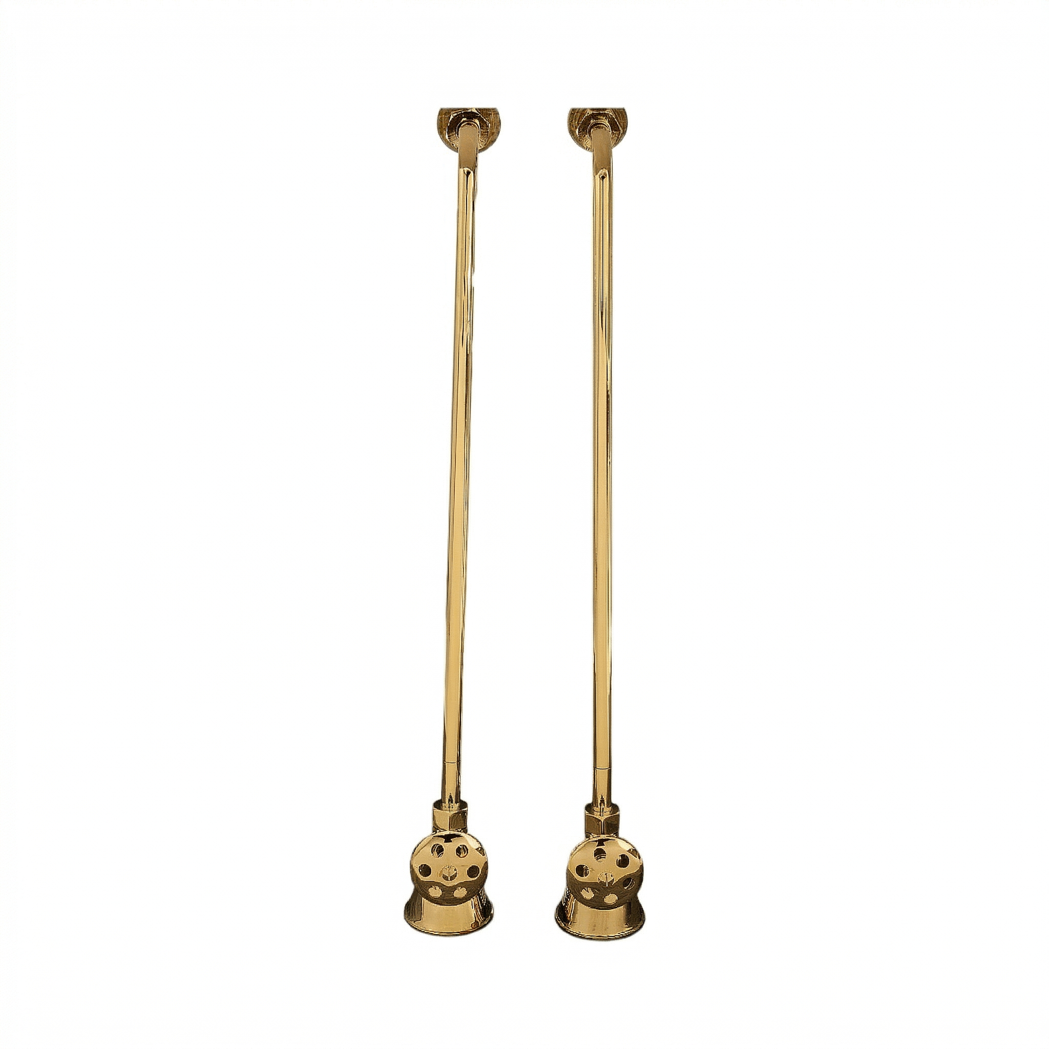 Strom Living Tub Supply Set with Single Offset Tubing Polished Brass Round Handles - Plumbing Parts