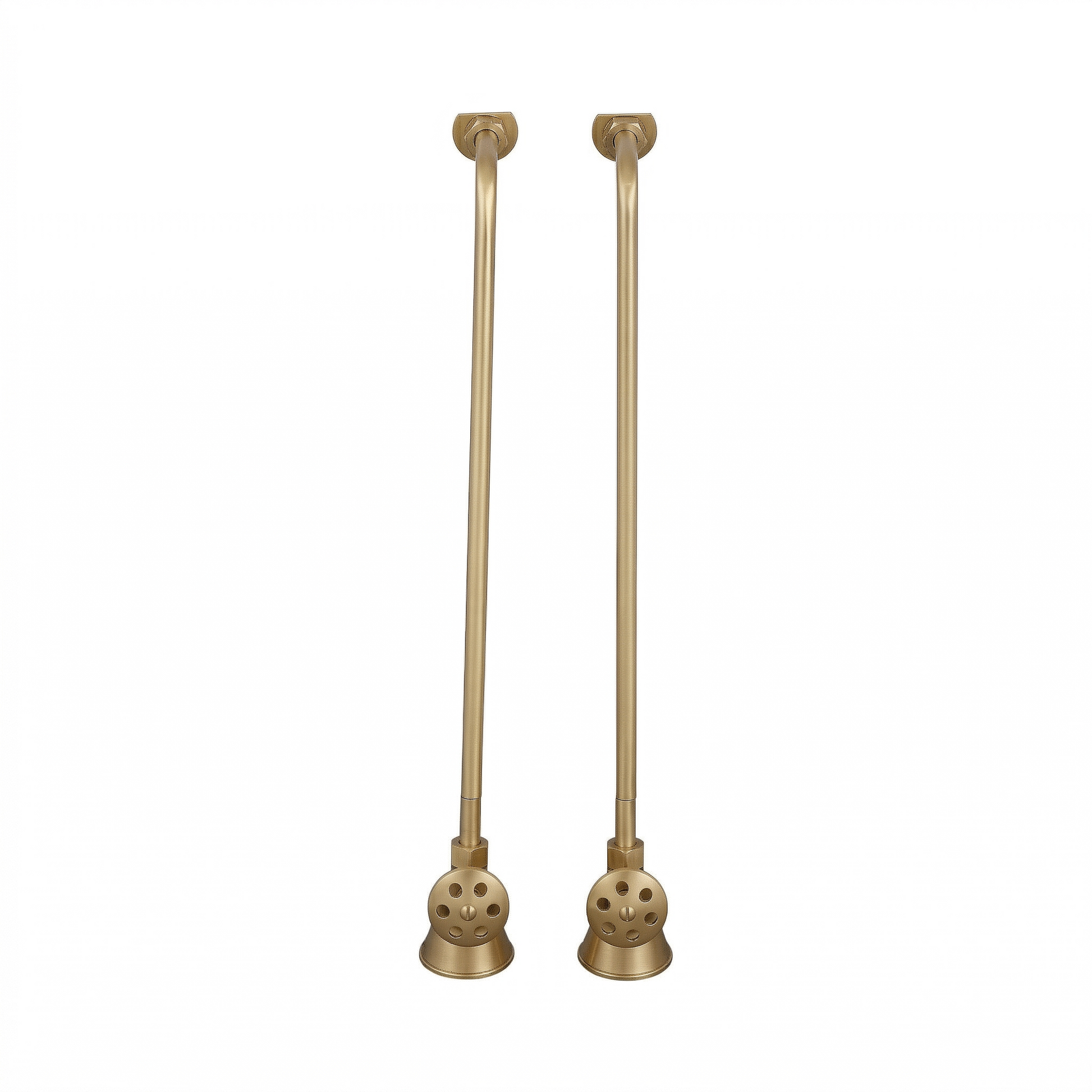 Strom Living Tub Supply Set with Single Offset Tubing Raw Brass Round Handles - Plumbing Parts