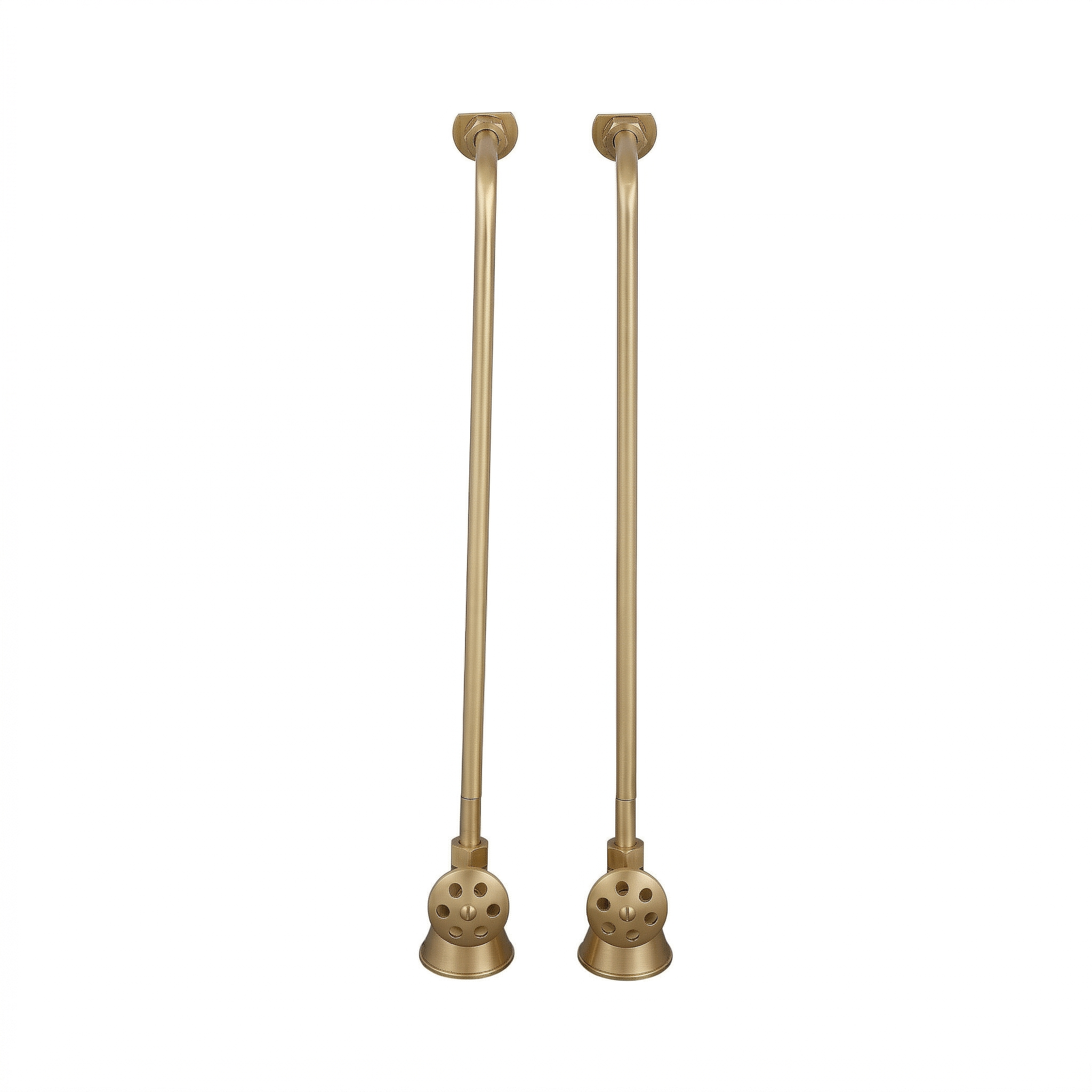 Strom Living Tub Supply Set with Single Offset Tubing Raw Brass Round Handles - Plumbing Parts