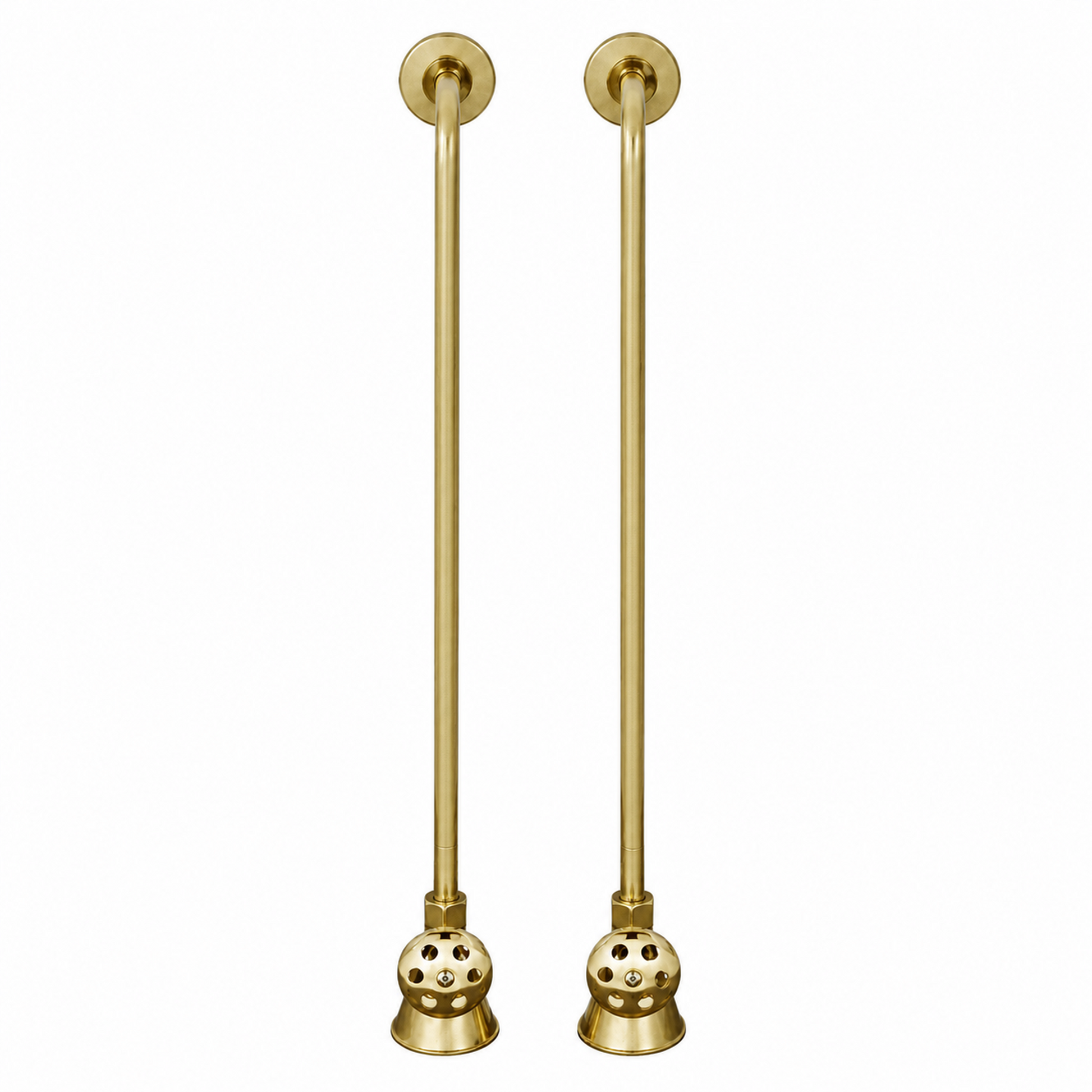 Strom Living Tub Supply Set with Single Offset Tubing Raw Brass Round Handles - Plumbing Parts