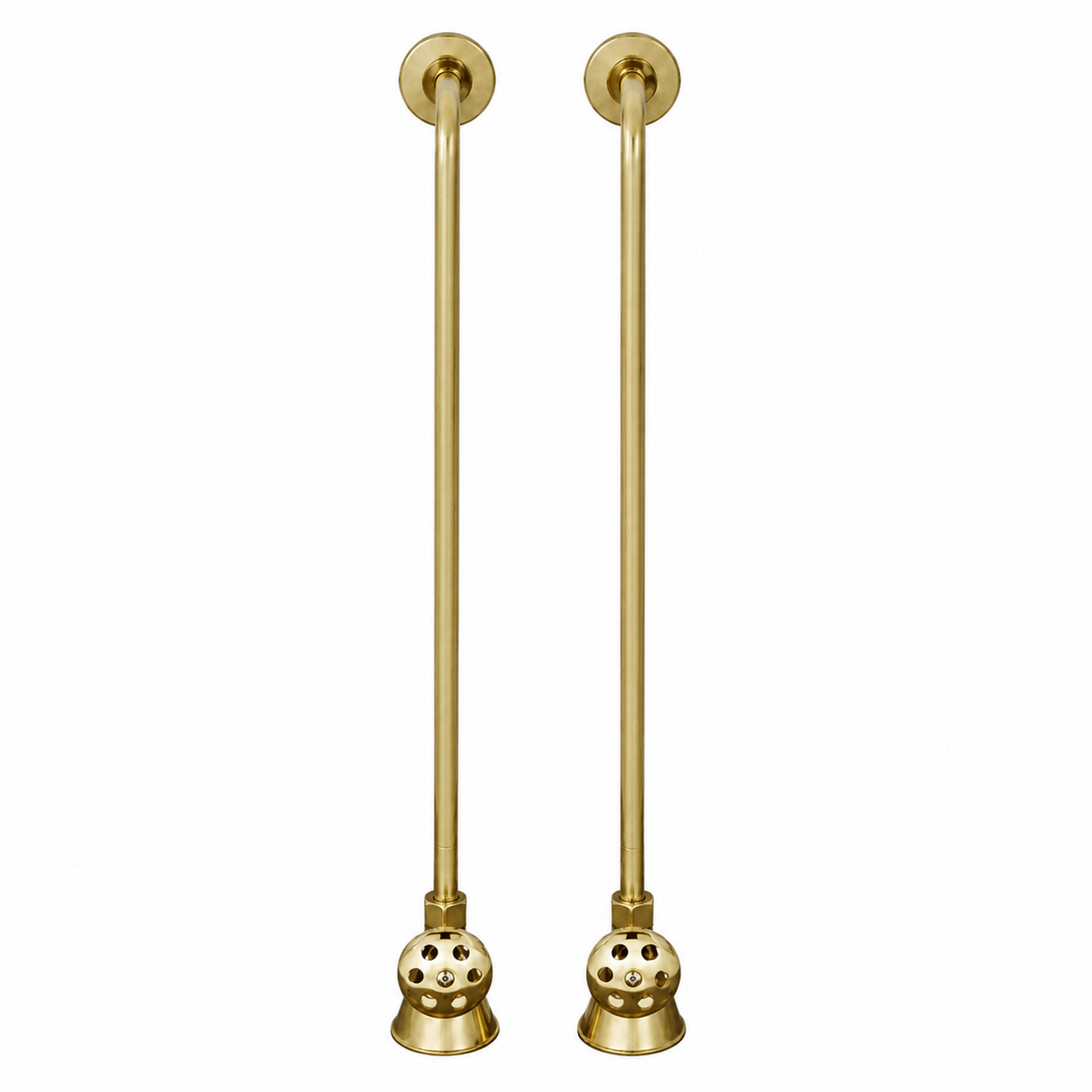 Strom Living Tub Supply Set with Single Offset Tubing Raw Brass Round Handles - Plumbing Parts