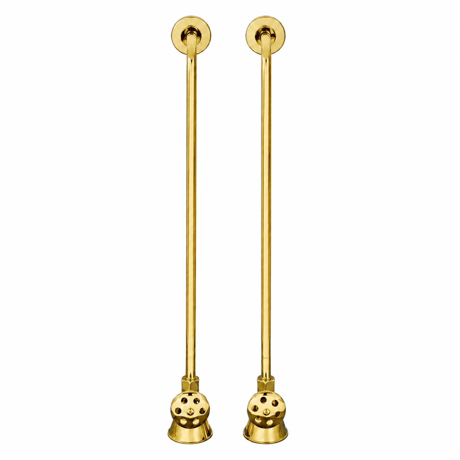 Strom Living Tub Supply Set with Single Offset Tubing Supercoat Brass Round Handles - Plumbing Parts