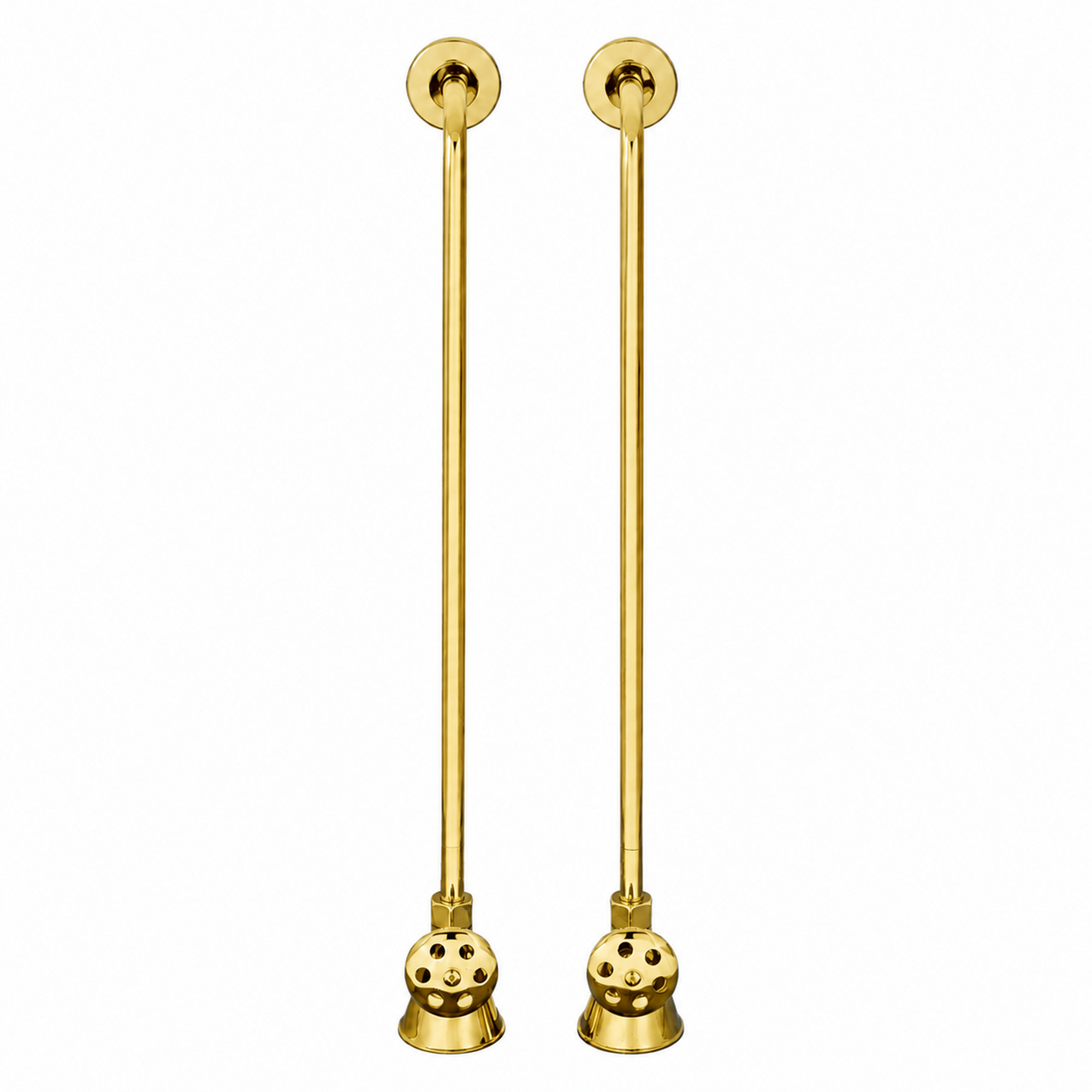 Strom Living Tub Supply Set with Single Offset Tubing Supercoat Brass Round Handles - Plumbing Parts