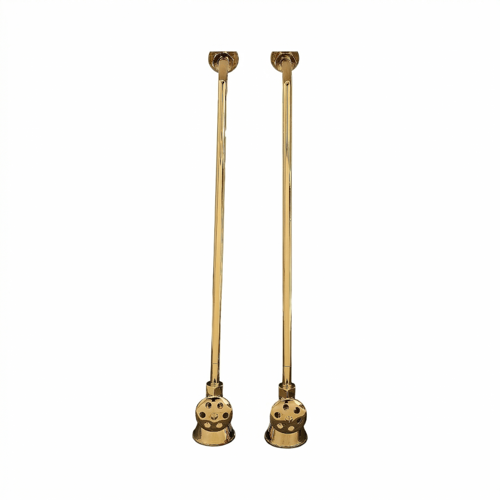 Strom Living Tub Supply Set with Single Offset Tubing Satin Brass Round Handles - Plumbing Parts