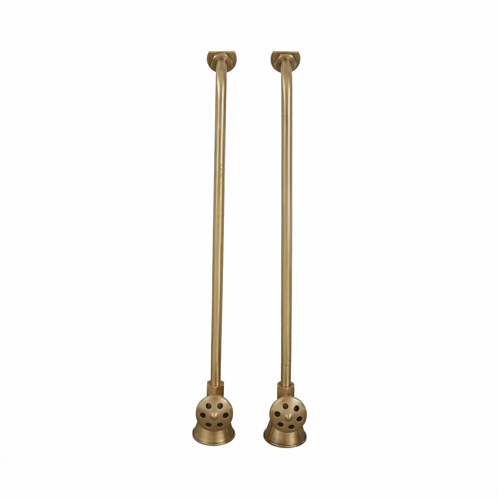 Strom Living Tub Supply Set with Single Offset Tubing Satin Brass Cross-Point Handles - Plumbing Parts