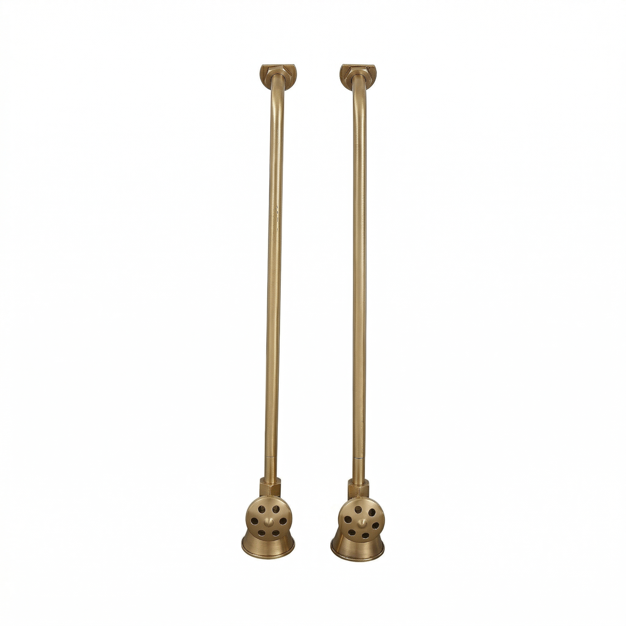 Strom Living Tub Supply Set with Single Offset Tubing Satin Brass Cross-Point Handles - Plumbing Parts