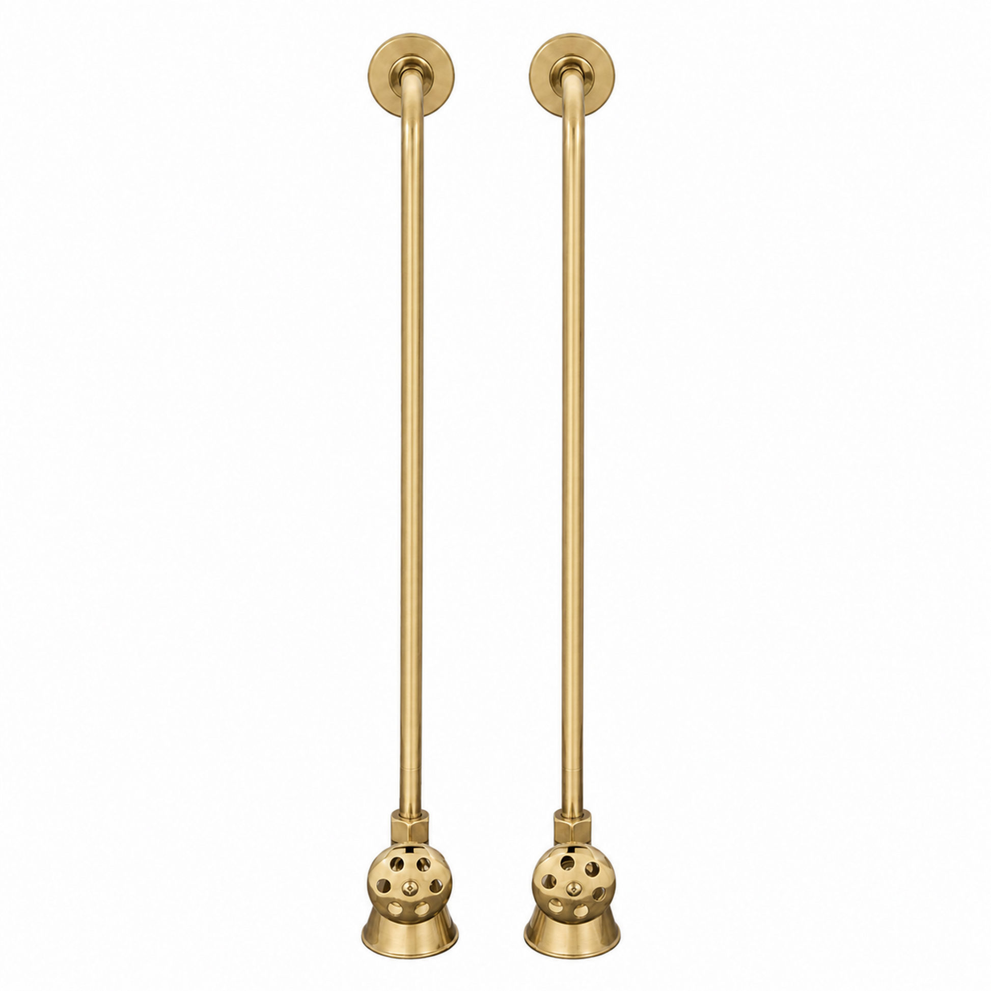 Strom Living Tub Supply Set with Single Offset Tubing Satin Brass Round Handles - Plumbing Parts