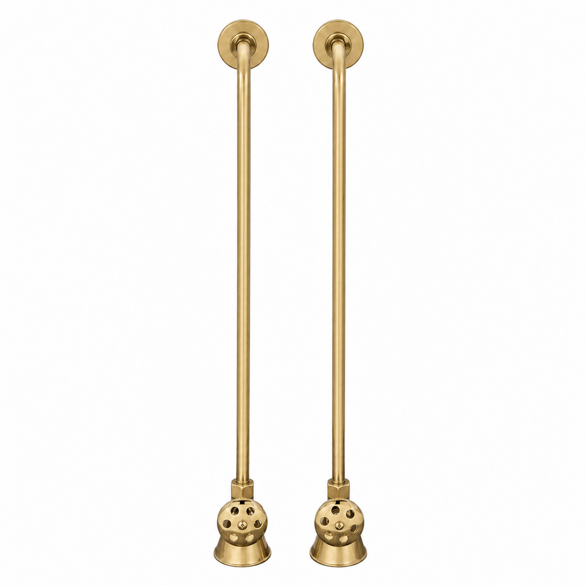 Strom Living Tub Supply Set with Single Offset Tubing Satin Brass Round Handles - Plumbing Parts