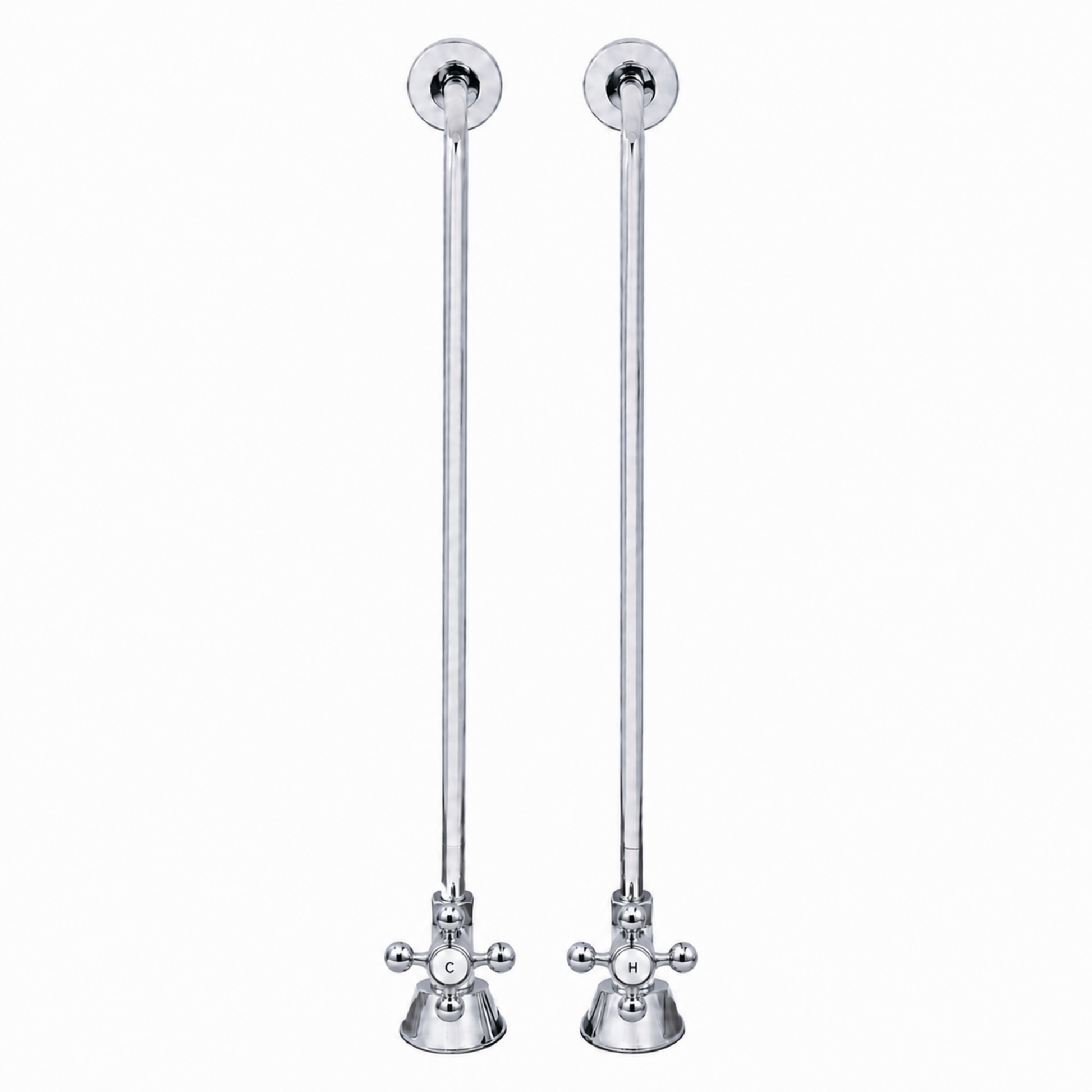 Strom Living Tub Supply Set with Single Offset Tubing Chrome Cross-Point Handles - Plumbing Parts