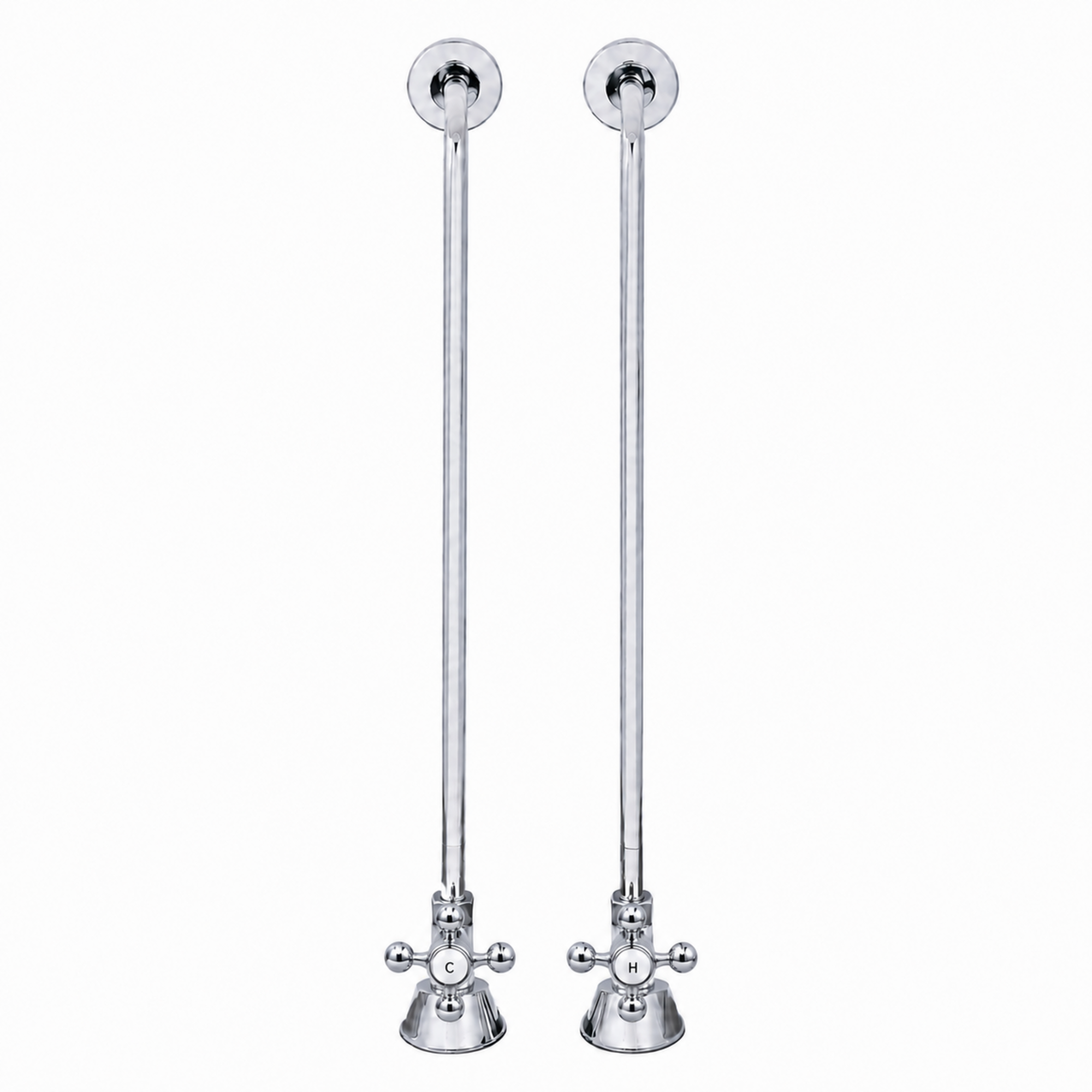 Strom Living Tub Supply Set with Single Offset Tubing Chrome Cross-Point Handles - Plumbing Parts