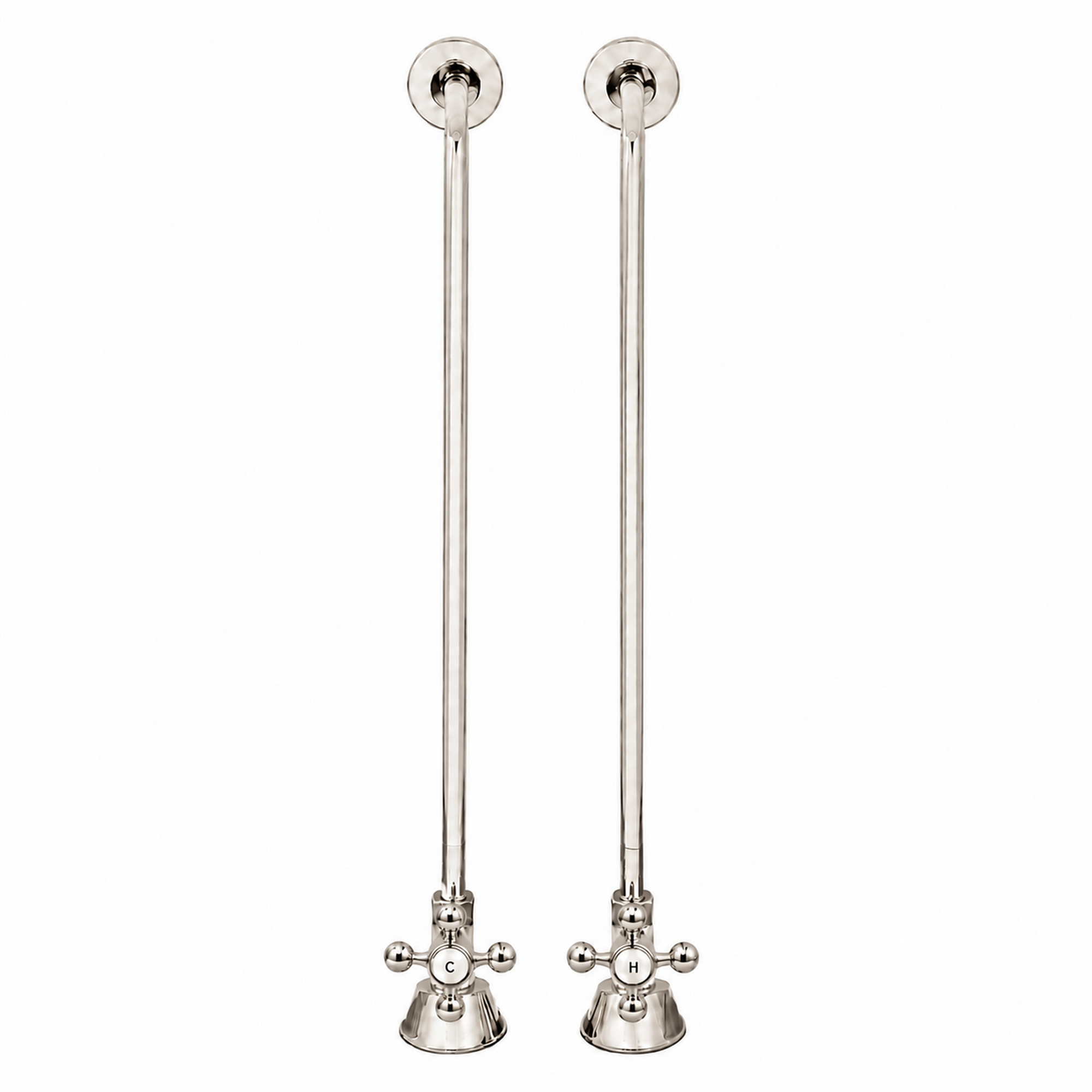 Strom Living Tub Supply Set with Single Offset Tubing Polished Nickel Cross-Point Handles - Plumbing Parts