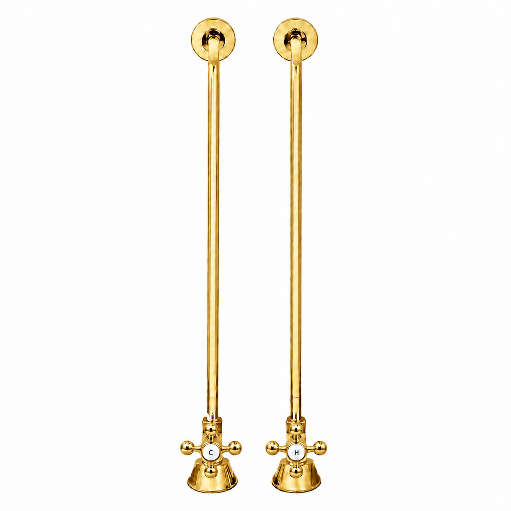 Strom Living Tub Supply Set with Single Offset Tubing Supercoat Brass Cross-Point Handles - Plumbing Parts