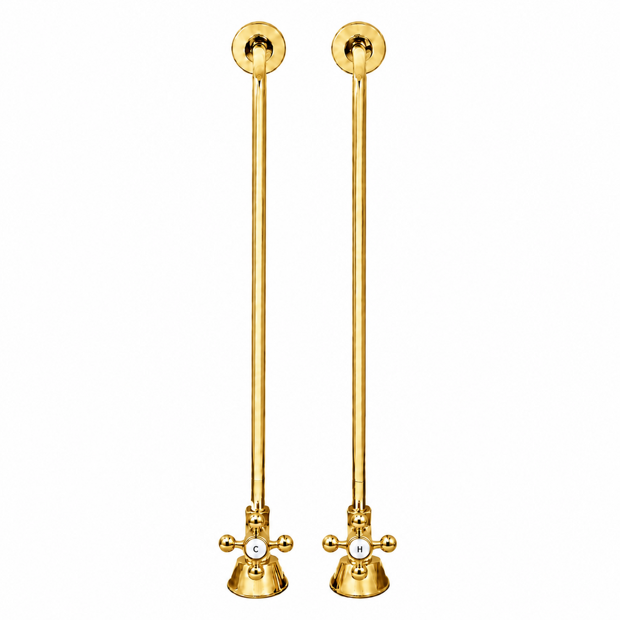 Strom Living Tub Supply Set with Single Offset Tubing Supercoat Brass Cross-Point Handles - Plumbing Parts