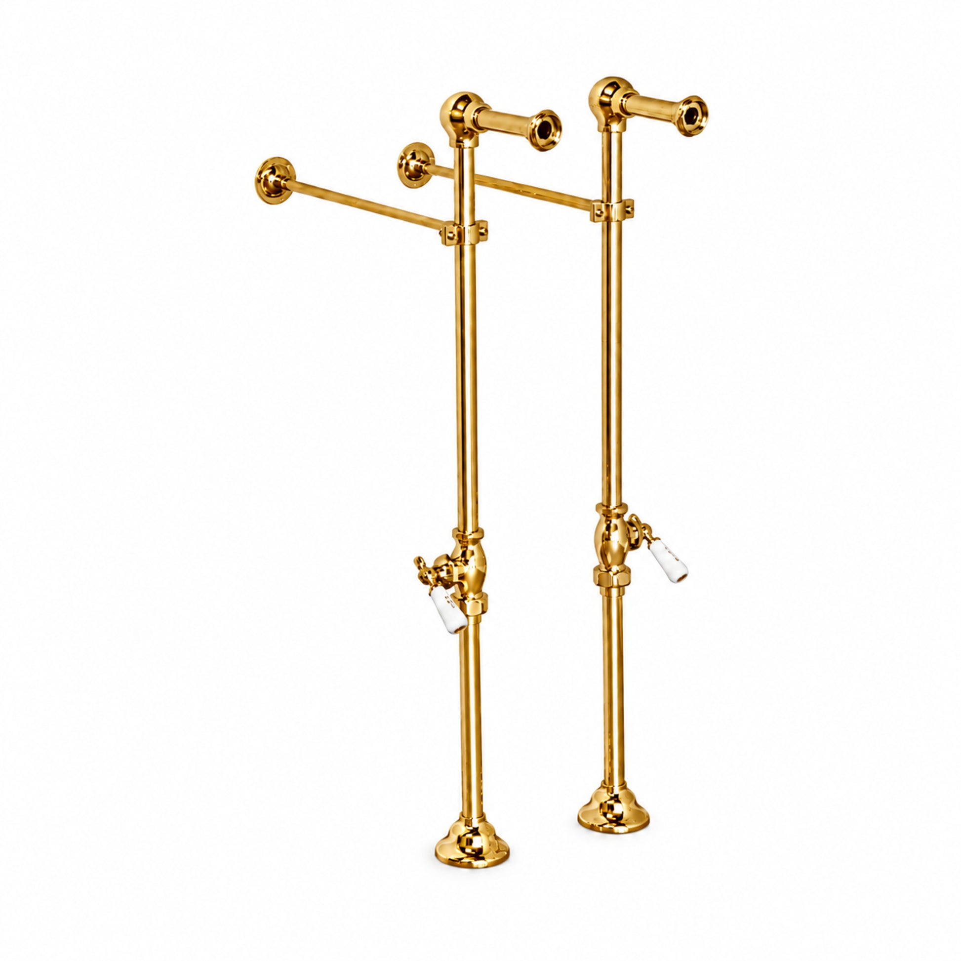 Strom Living Freestanding Tub Faucet Supply Set with Shutoffs Polished Brass 28" - Plumbing Parts