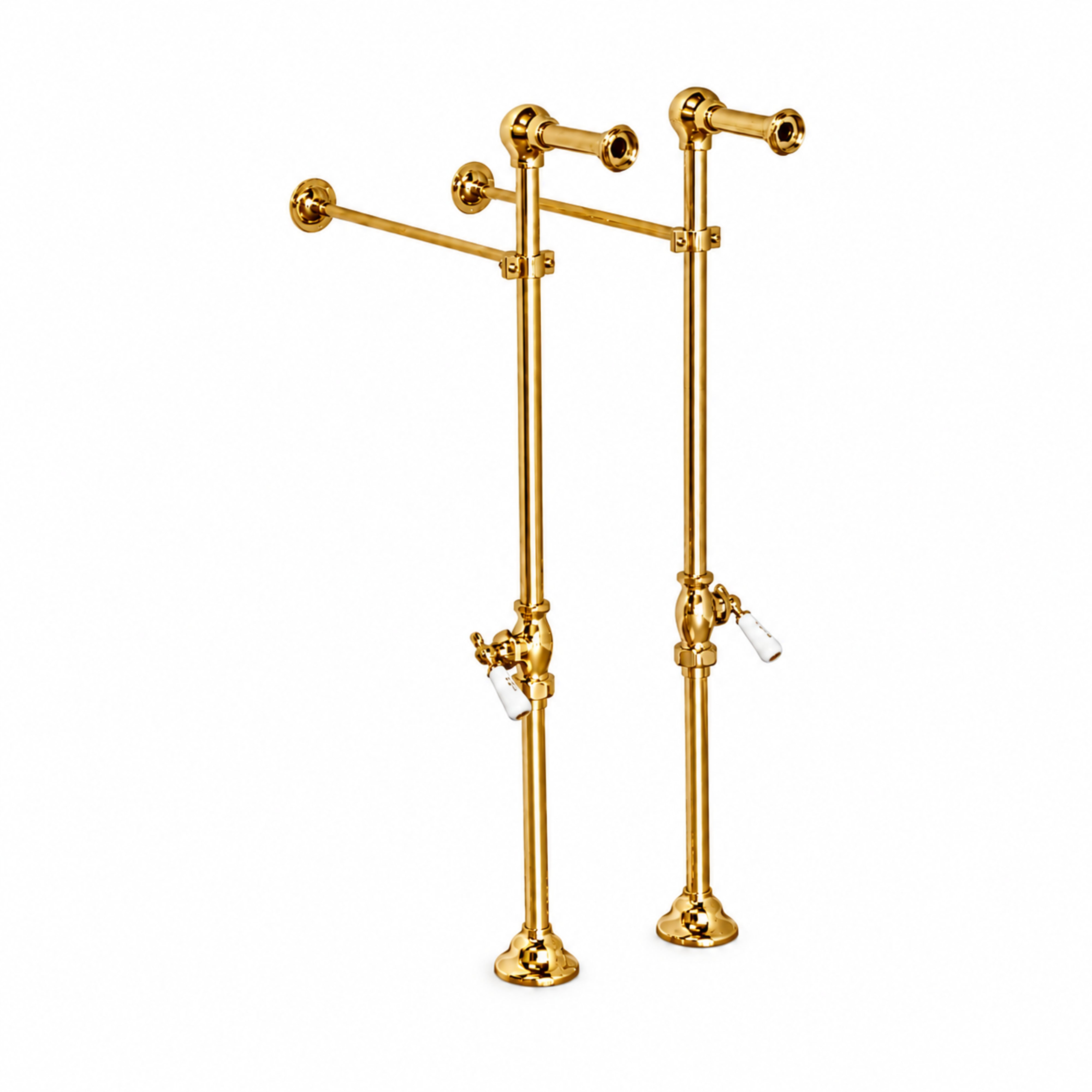 Strom Living Freestanding Tub Faucet Supply Set with Shutoffs Polished Brass 28" - Plumbing Parts