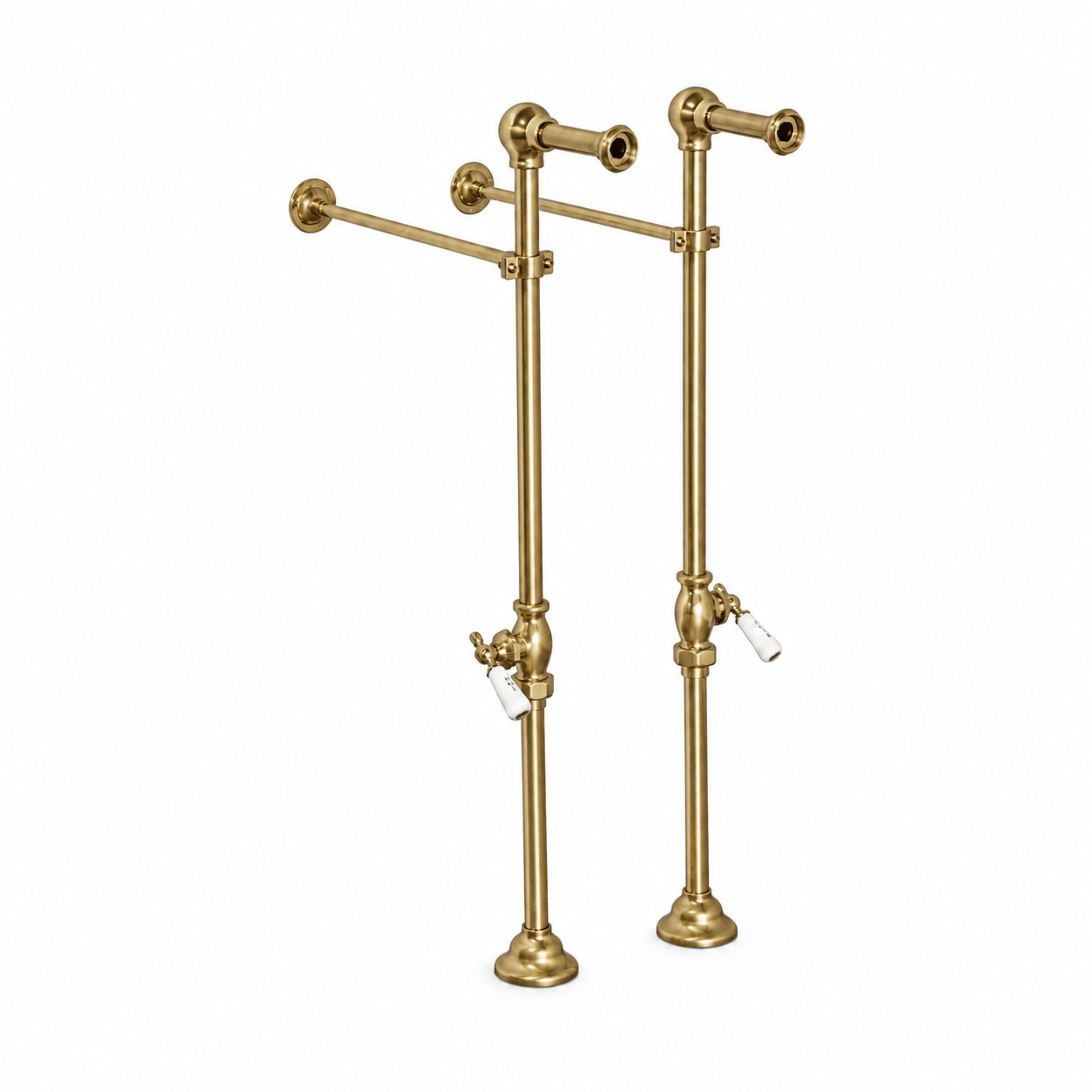 Strom Living Freestanding Tub Faucet Supply Set with Shutoffs Satin Brass 28" - Plumbing Parts