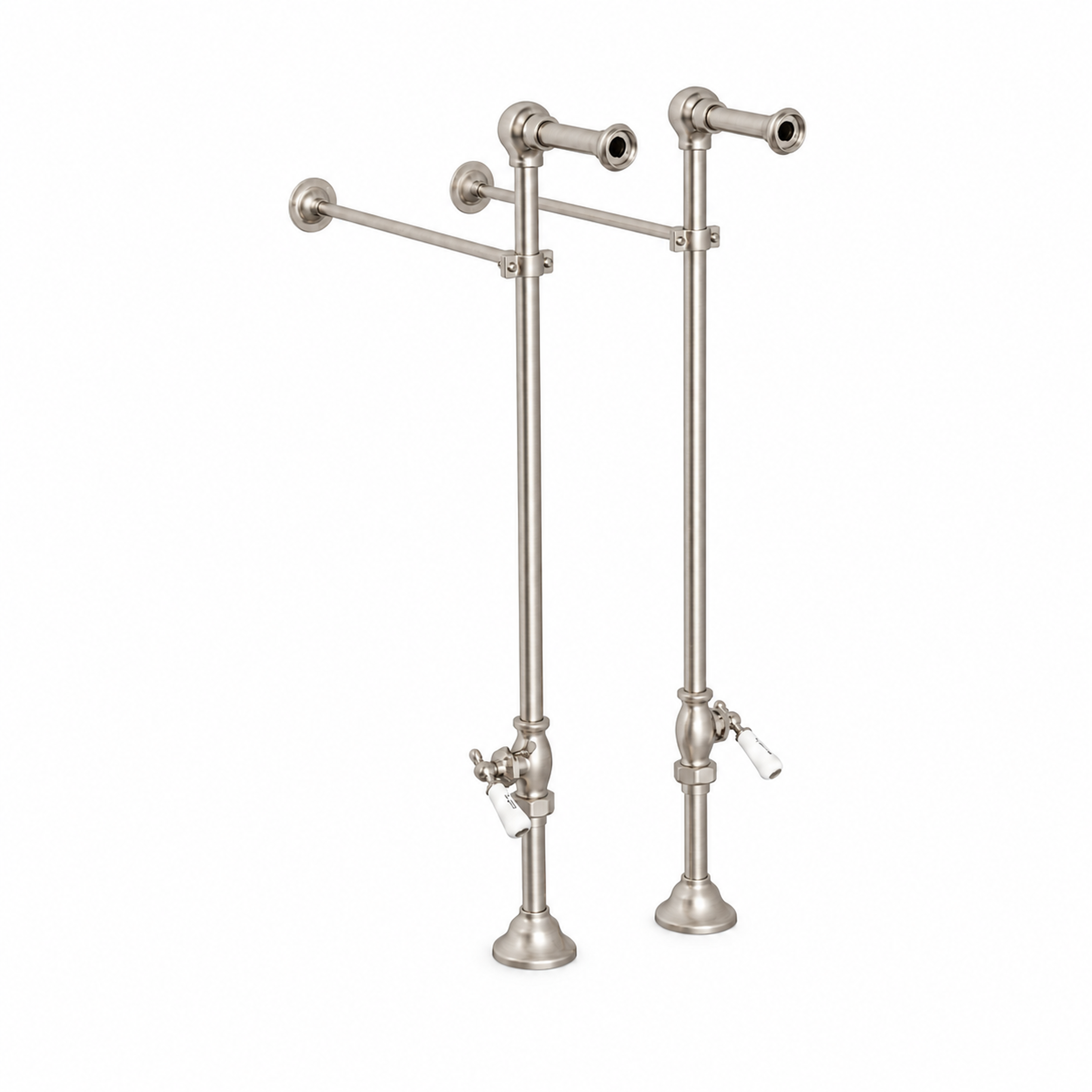 Strom Living Freestanding Tub Faucet Supply Set with Shutoffs Matte Nickel 24" - Plumbing Parts
