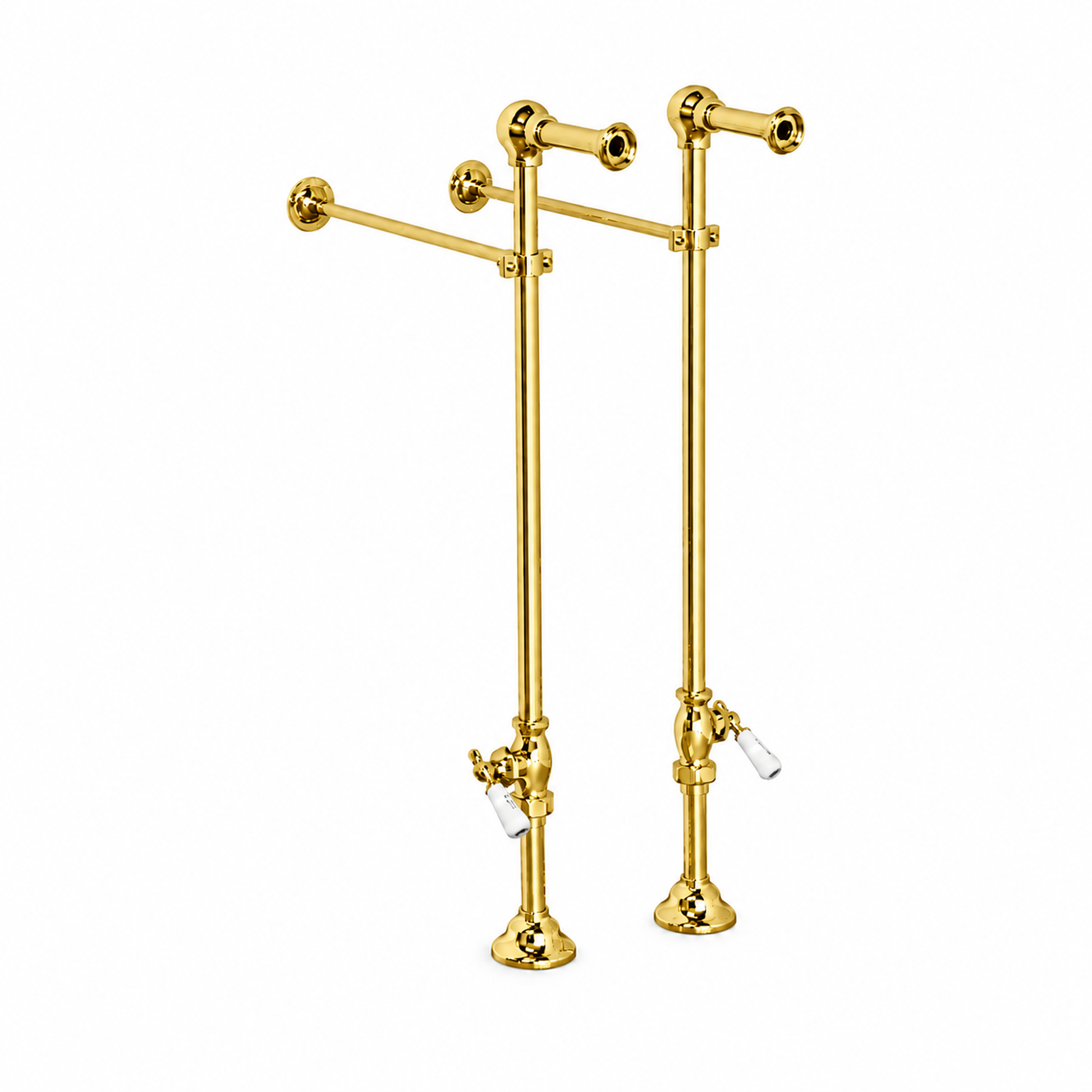 Strom Living Freestanding Tub Faucet Supply Set with Shutoffs Polished Brass 24" - Plumbing Parts