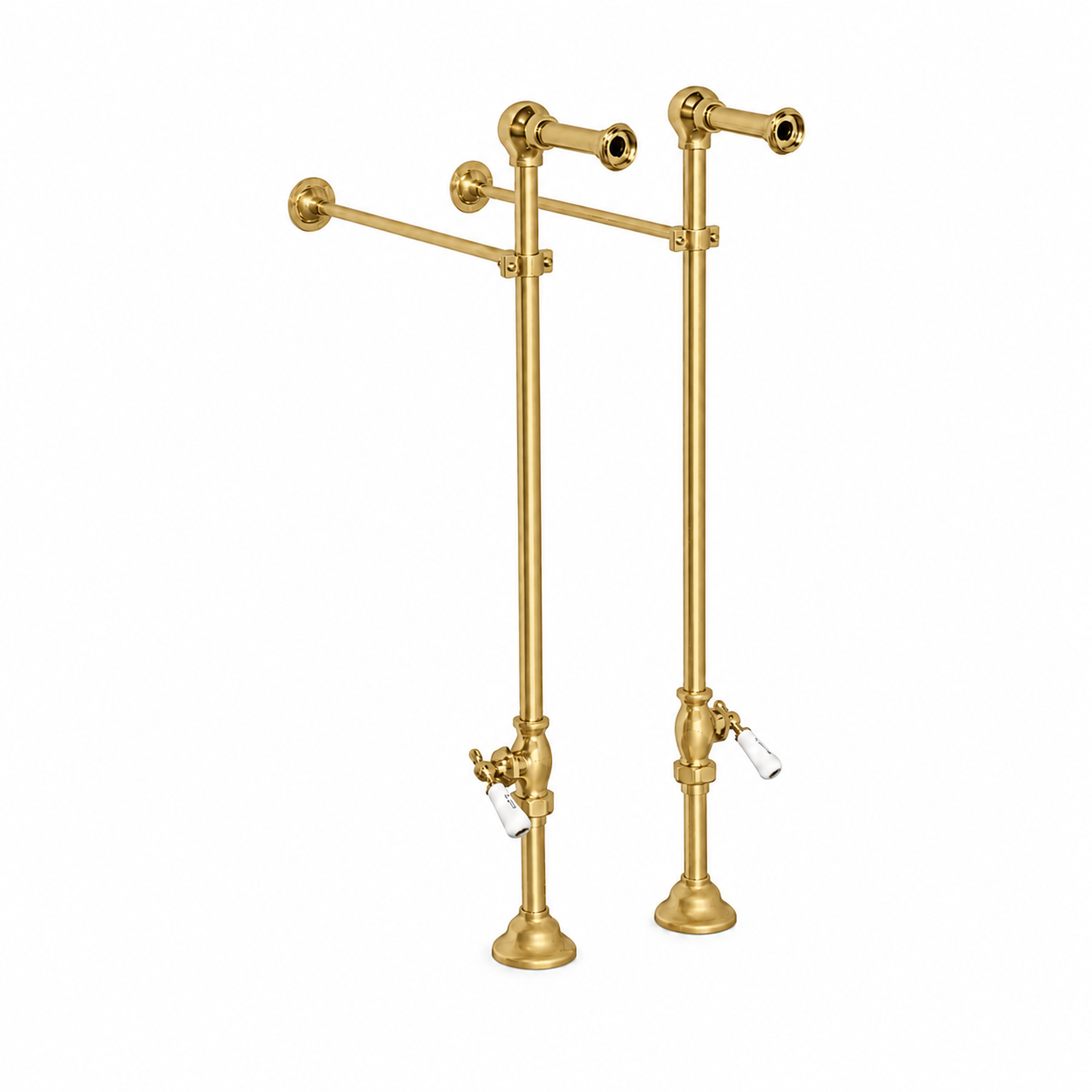 Strom Living Freestanding Tub Faucet Supply Set with Shutoffs Raw Brass 24" - Plumbing Parts