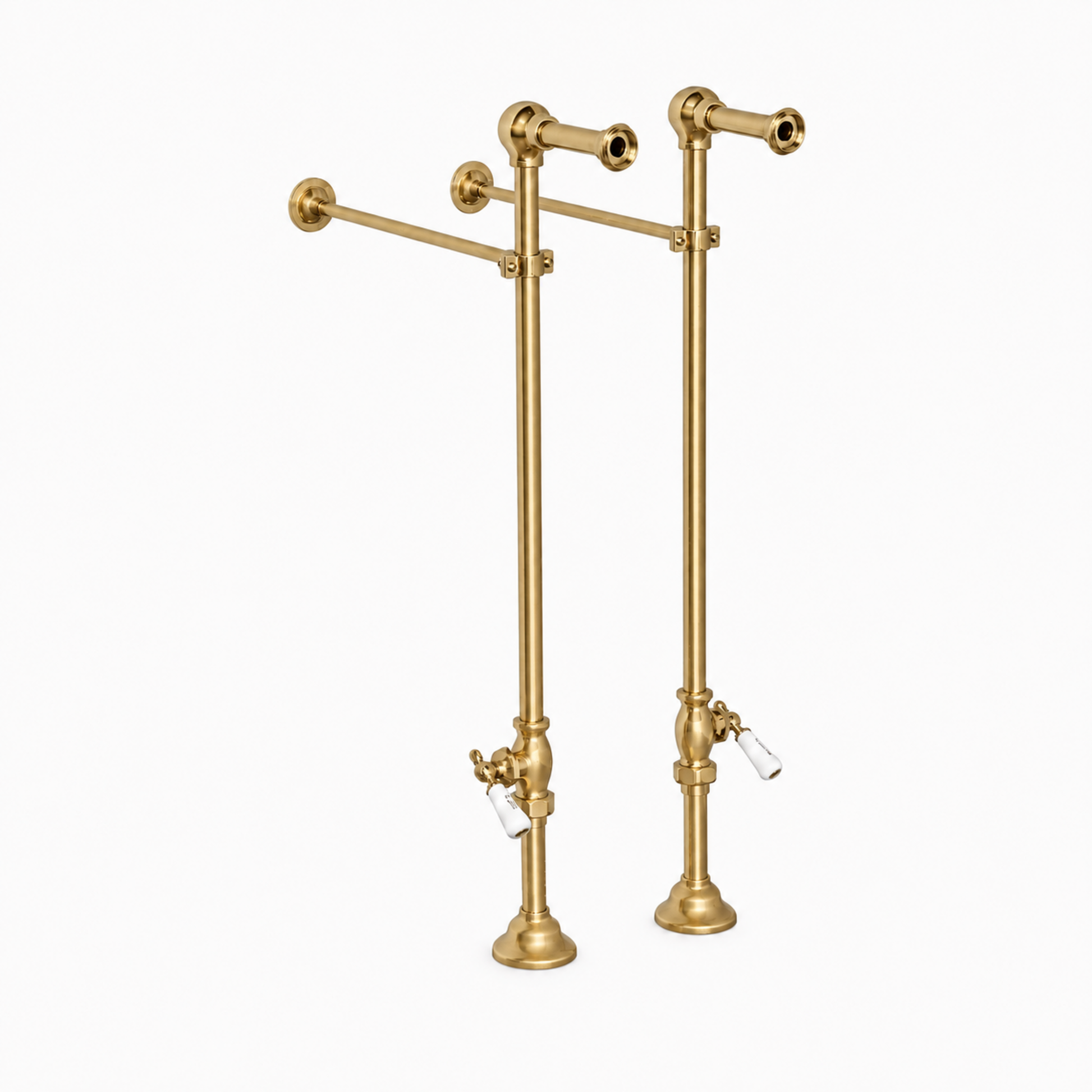Strom Living Freestanding Tub Faucet Supply Set with Shutoffs Satin Brass 24" - Plumbing Parts