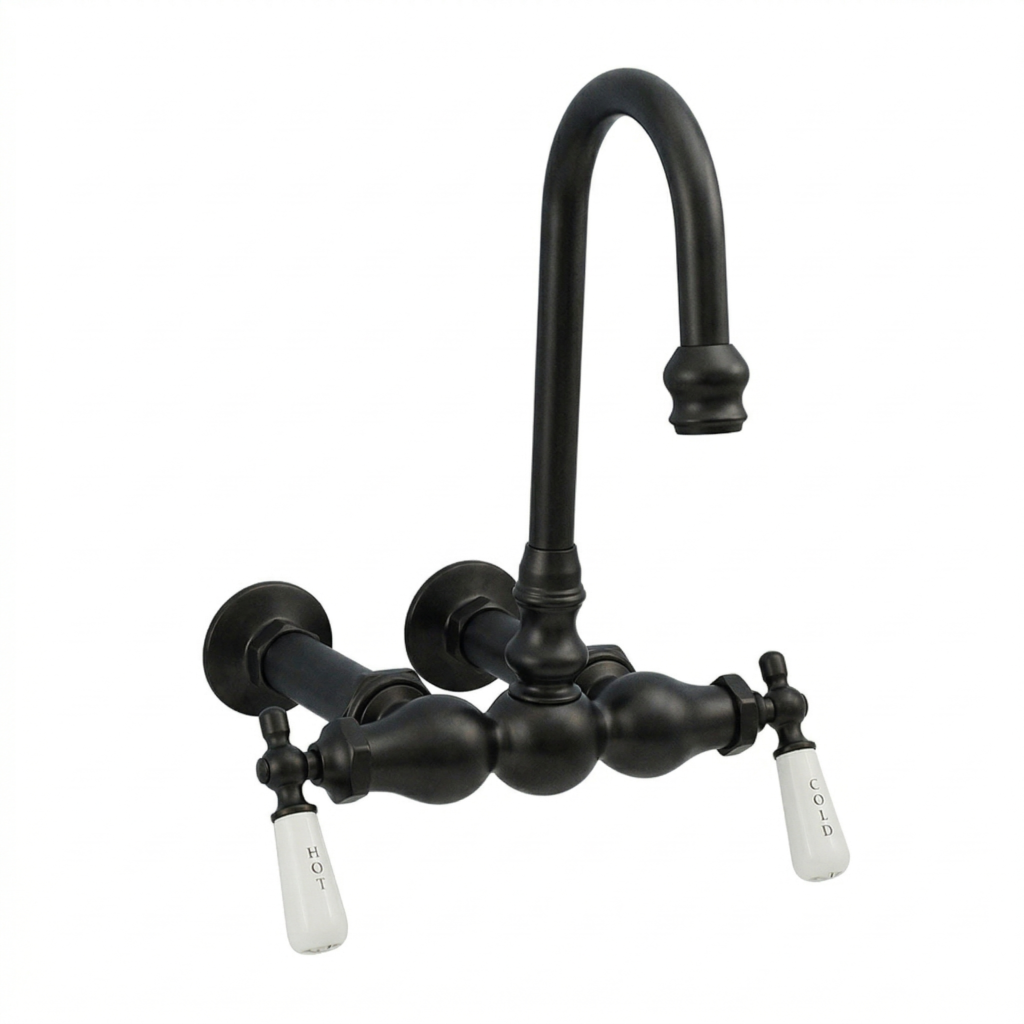 Wall Mount Gooseneck Tub Faucet Lever Handles P0655 | Strom Living Satin Black - Tub Fillers